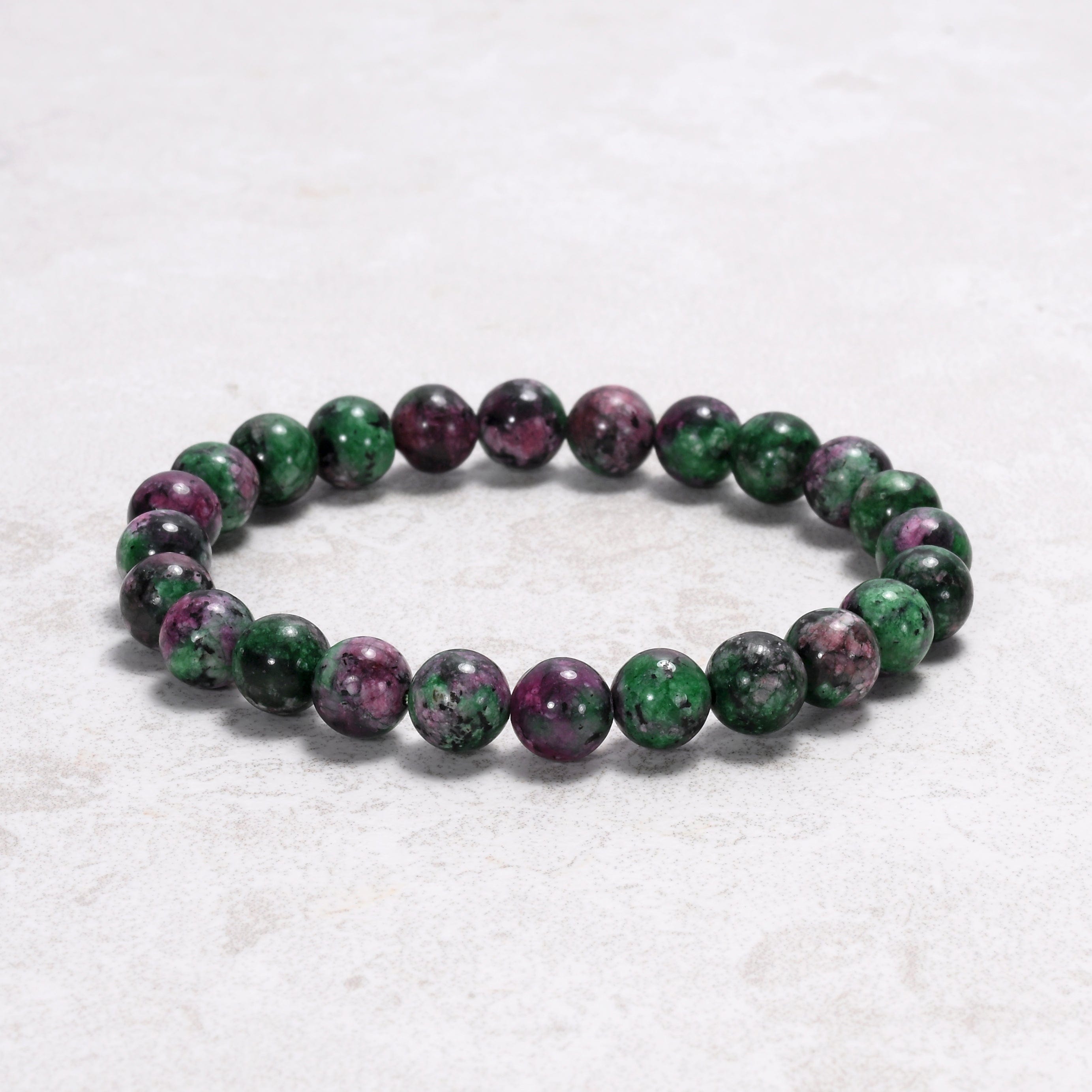 Kalifano Gemstone Bracelets Natural Ruby Zoisite 8 mm Beaded Gemstone Bracelet