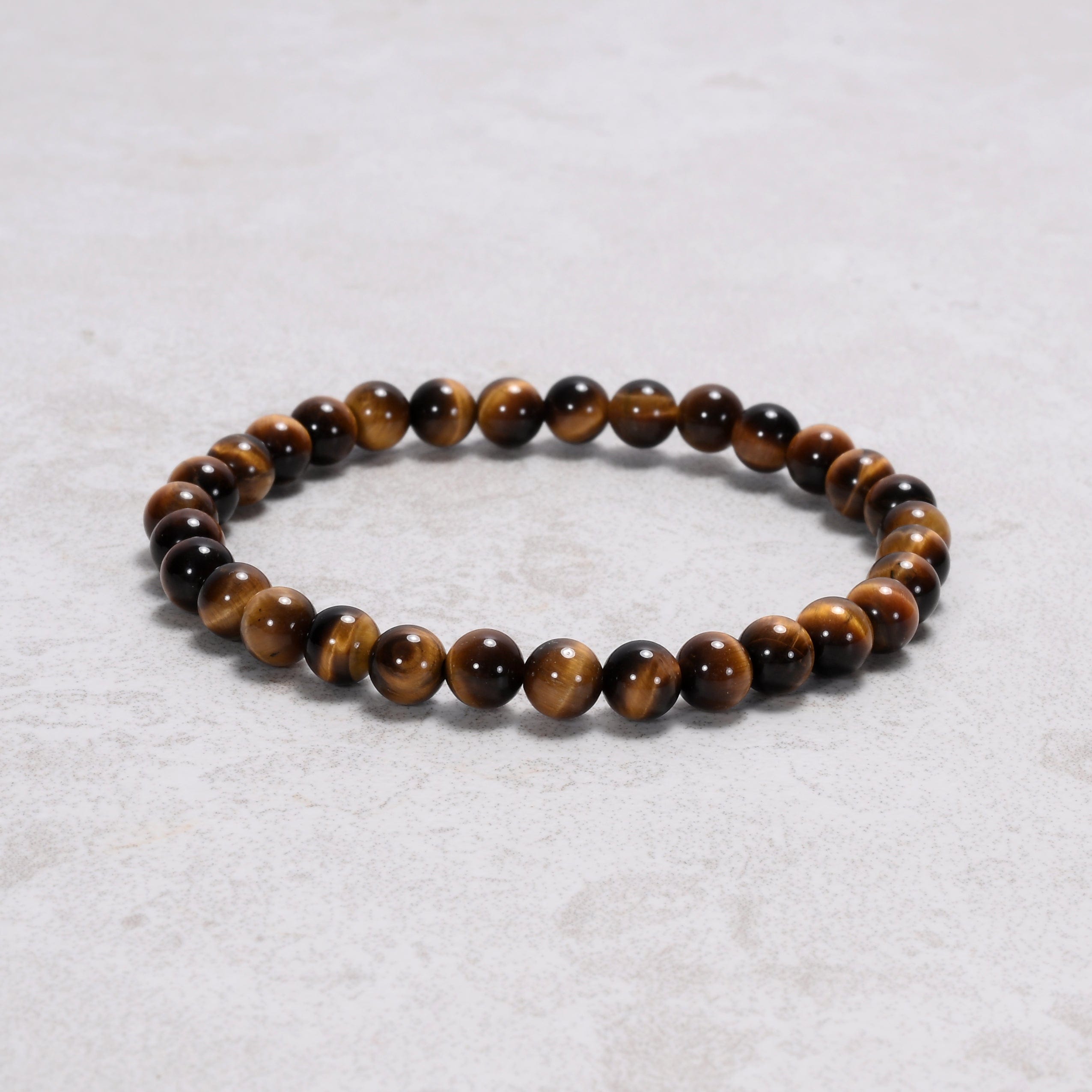 Kalifano Gemstone Bracelets Natural Tiger Eye 6 mm Beaded Gemstone Bracelet