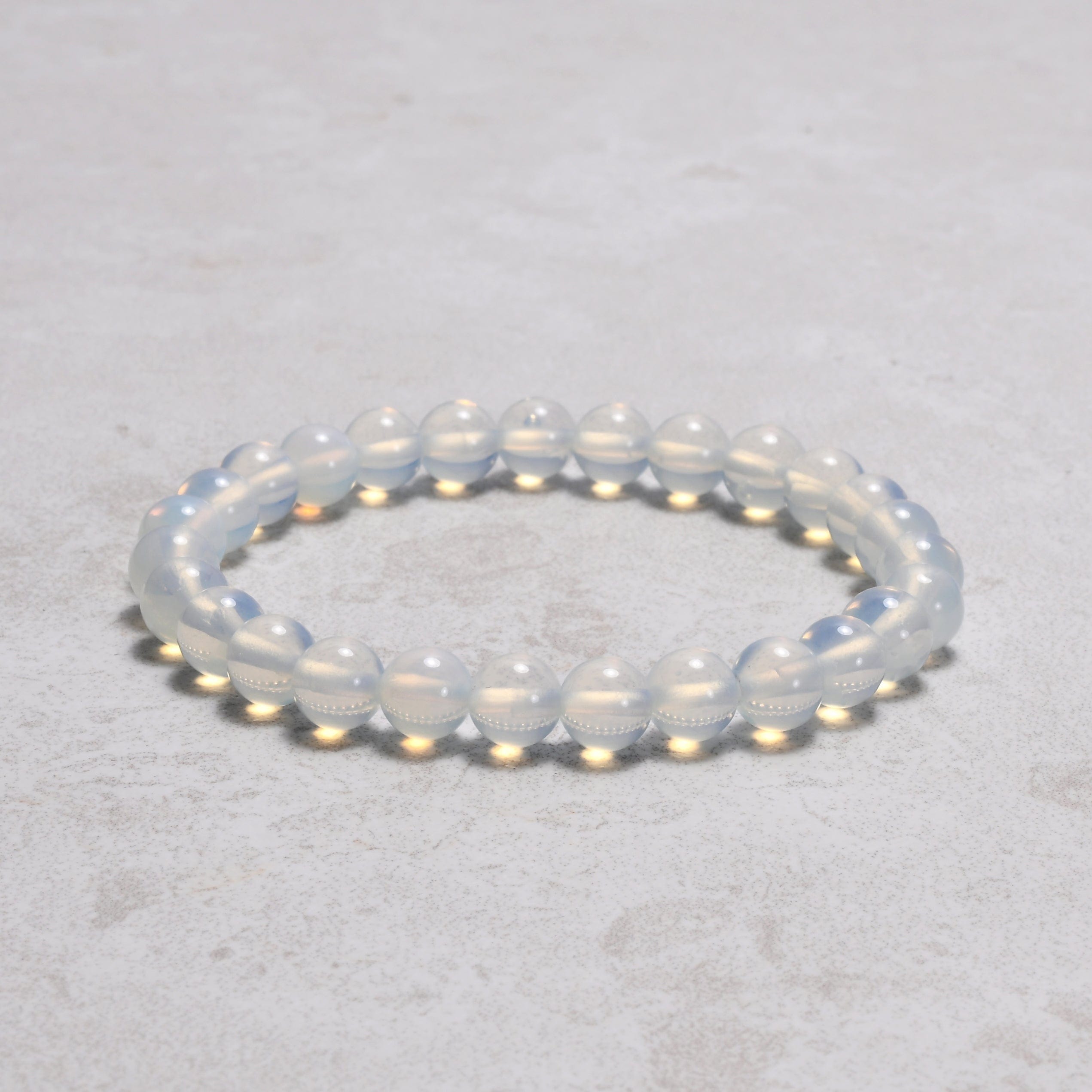 Kalifano Gemstone Bracelets Opalite Moonstone 8 mm Beaded Gemstone Bracelet