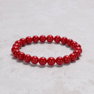 Red Coral 8 mm Beaded Gemstone Bracelet