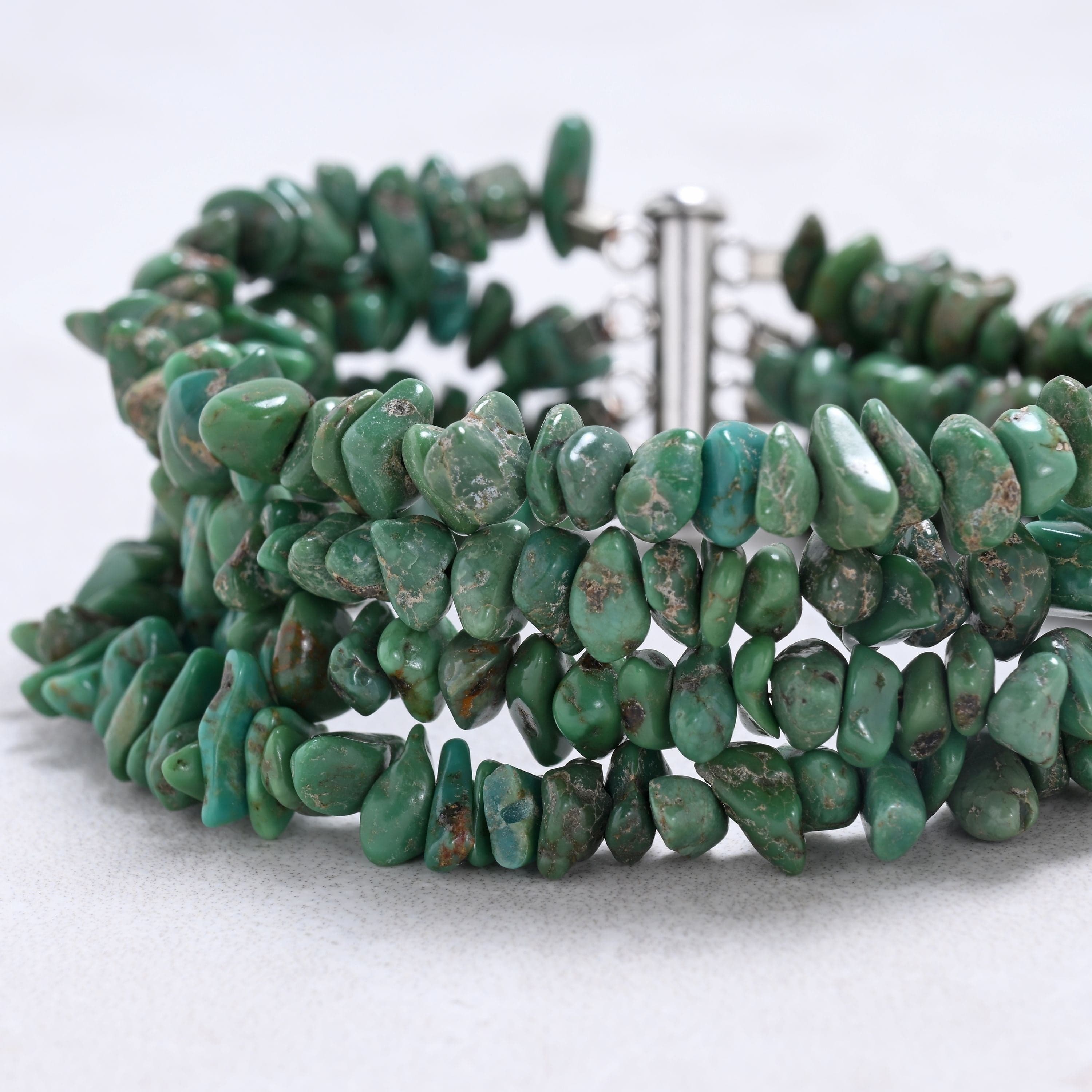 Kalifano Gemstone Bracelets Turquoise Chip Gemstone Bracelet with Sterling Silver Clasp
