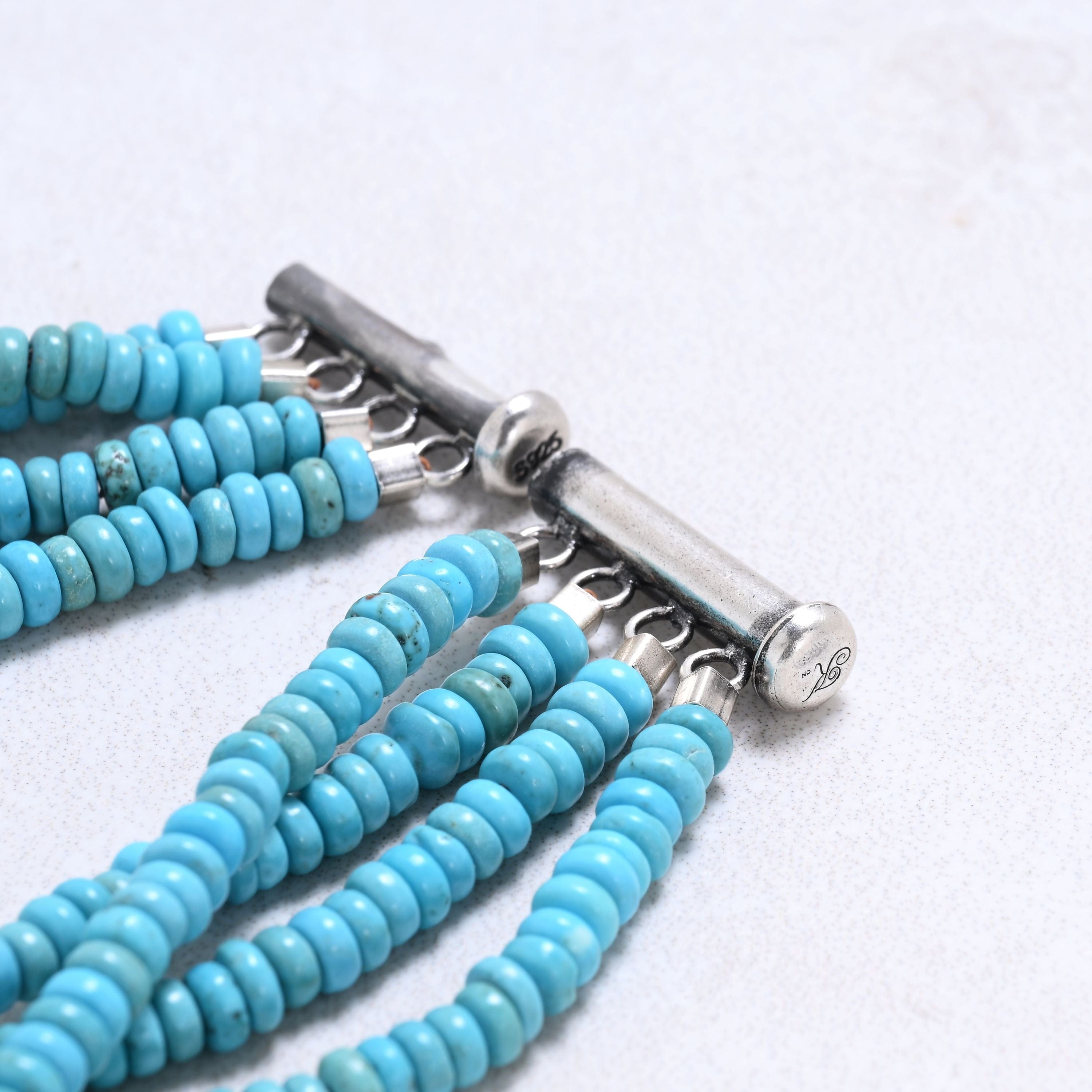 Kalifano Gemstone Bracelets Turquoise Chip Gemstone Bracelet with Sterling Silver Clasp