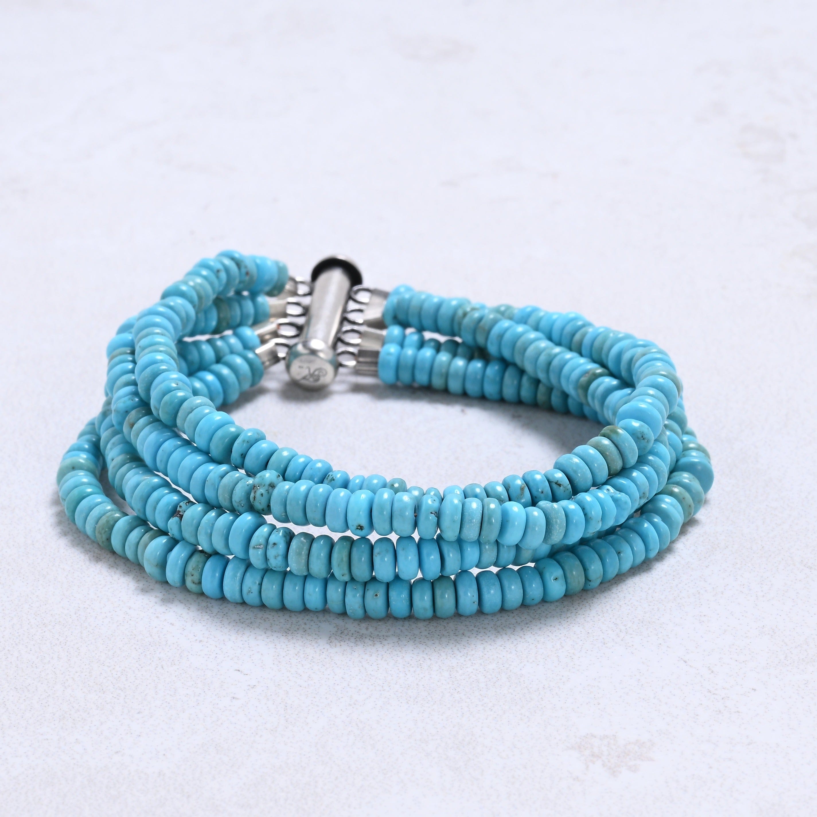 Kalifano Gemstone Bracelets Turquoise Chip Gemstone Bracelet with Sterling Silver Clasp