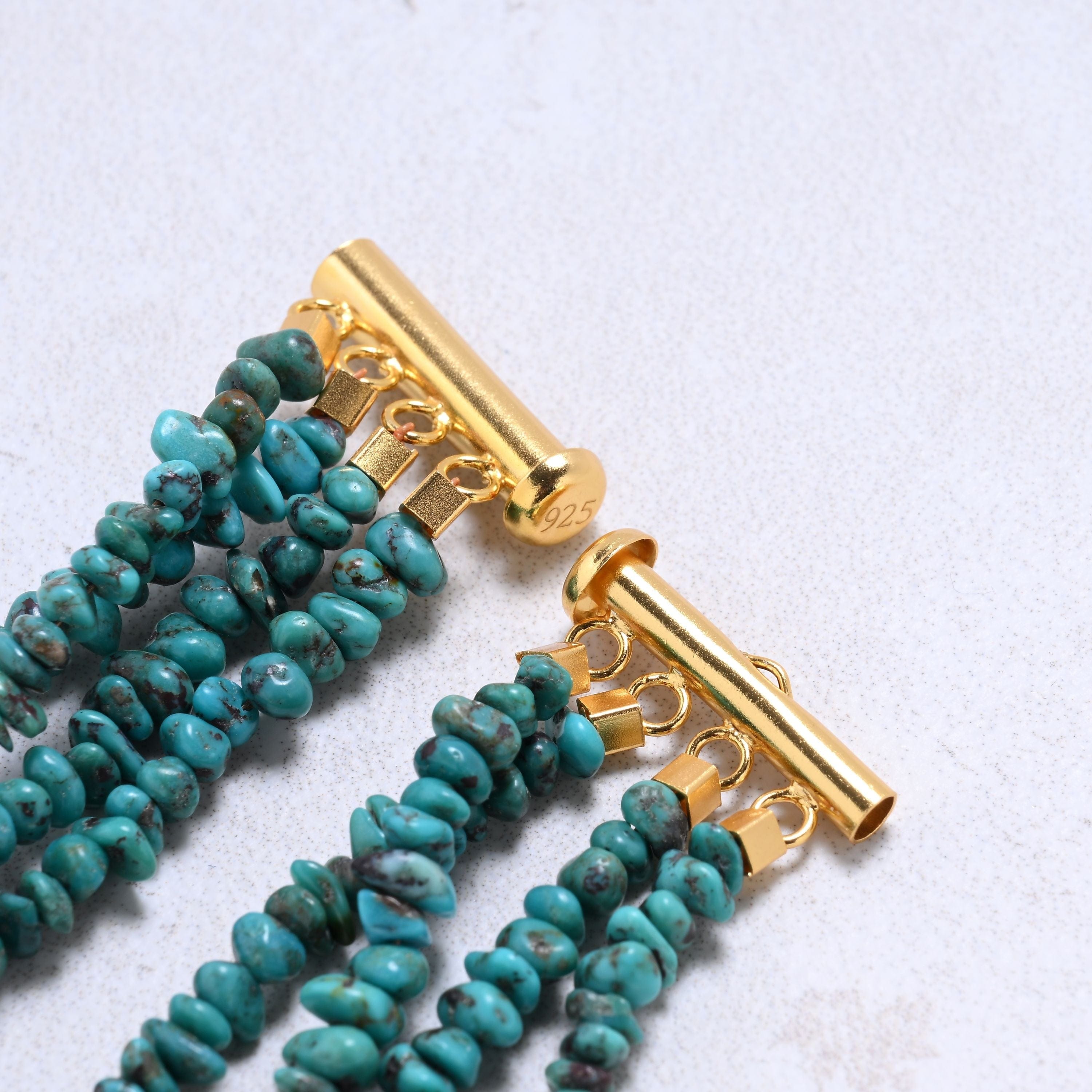 Kalifano Gemstone Bracelets Turquoise Chip Gemstone Bracelet with Sterling Silver Clasp