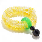 Yellow Agate 6mm Beads with Jade Ring Gemstone Elastic Bracelet