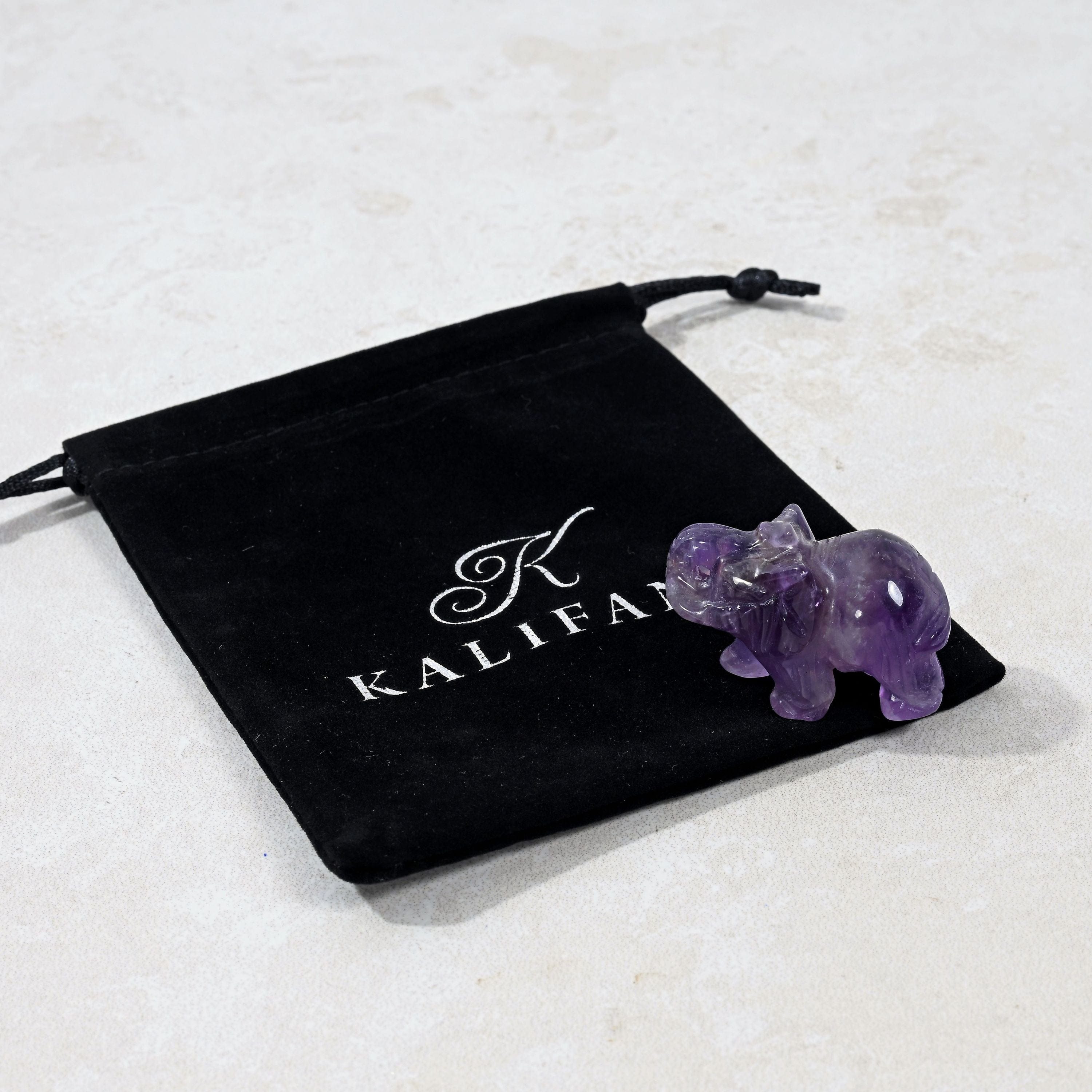 KALIFANO Gemstone Carvings 1.5" Amethyst Elephant Natural Gemstone Carving CV7-E-AM