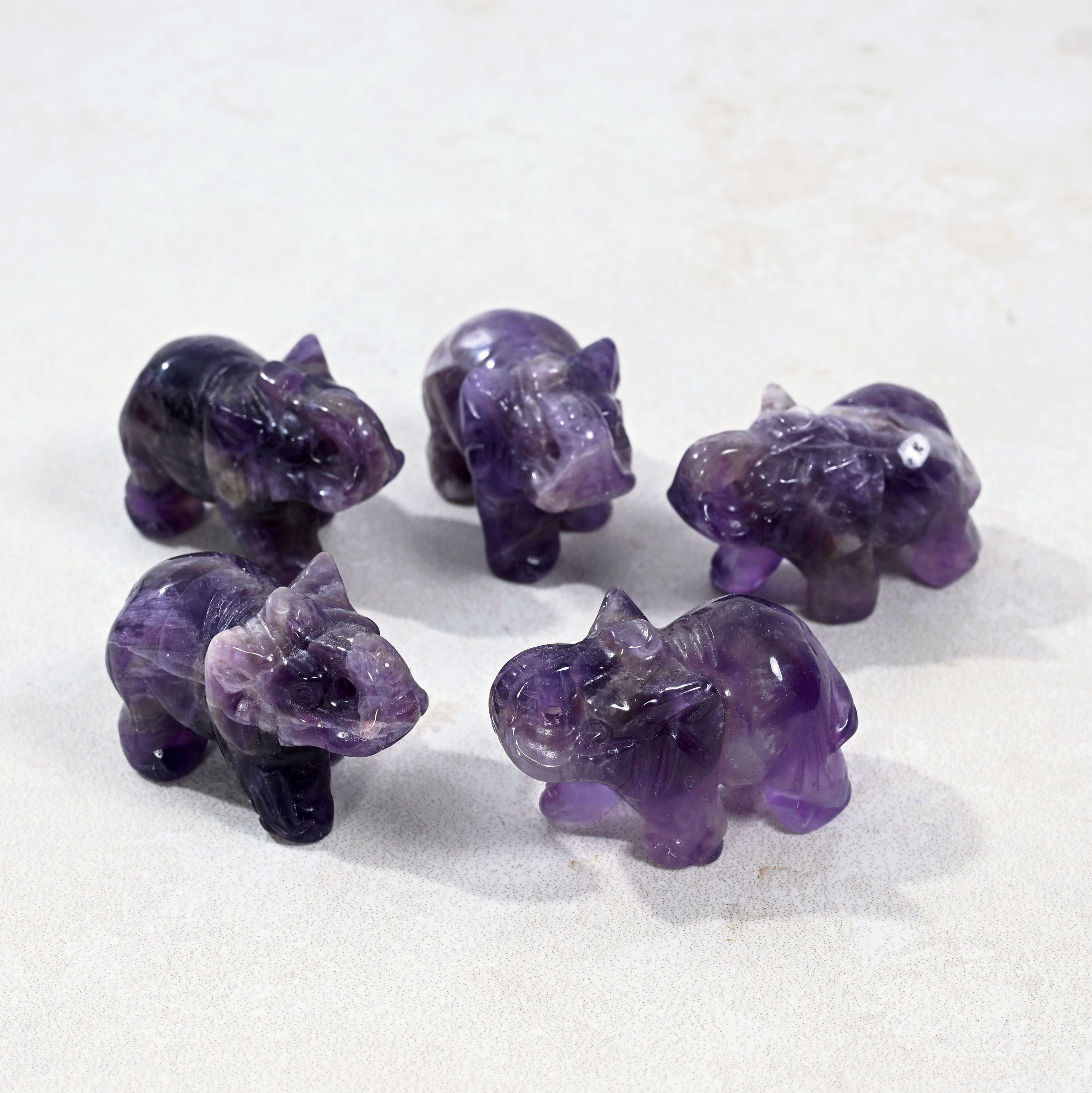KALIFANO Gemstone Carvings 1.5" Amethyst Elephant Natural Gemstone Carving CV7-E-AM