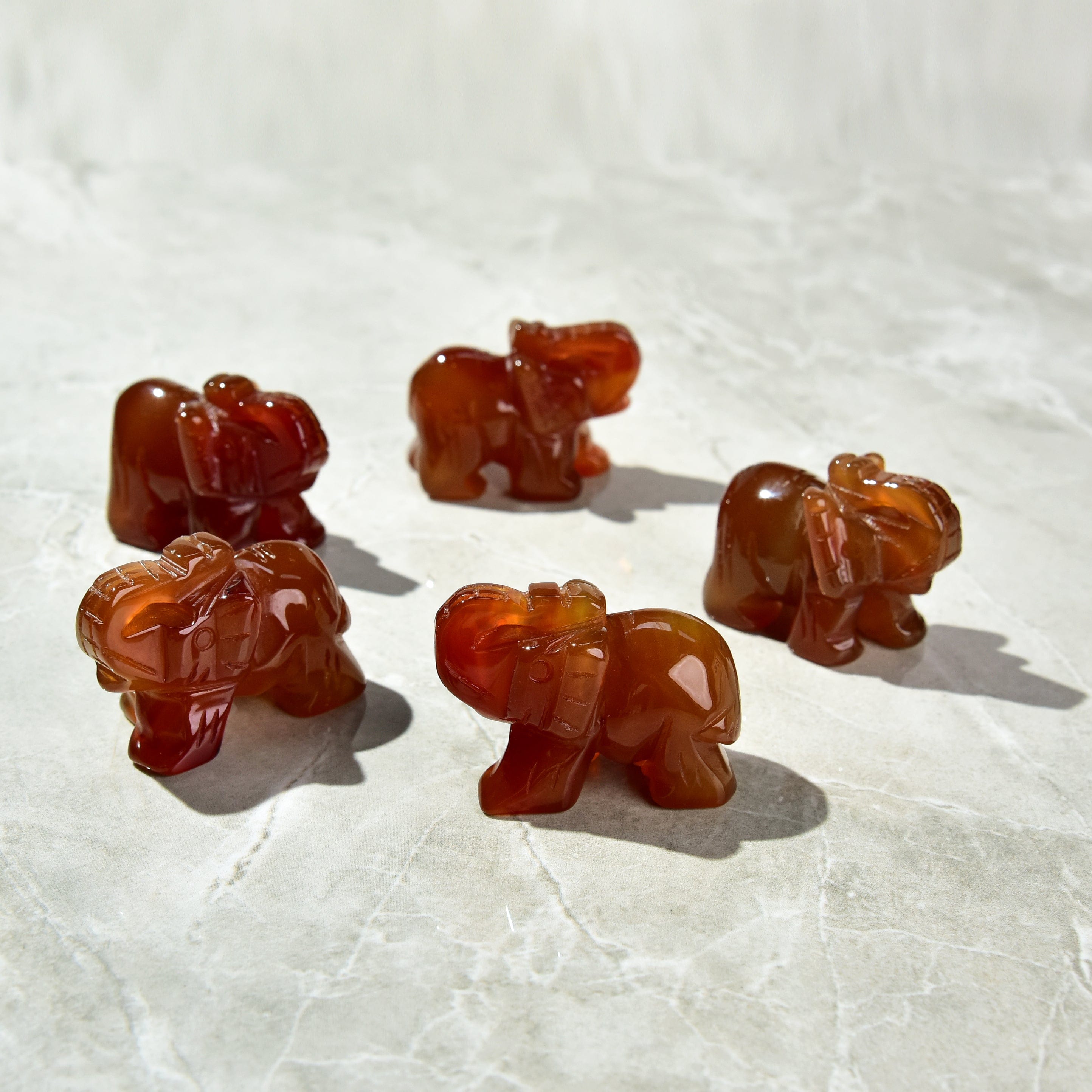KALIFANO Gemstone Carvings 1.5" Carnelian Elephant Natural Gemstone Carving CV15-E-CR