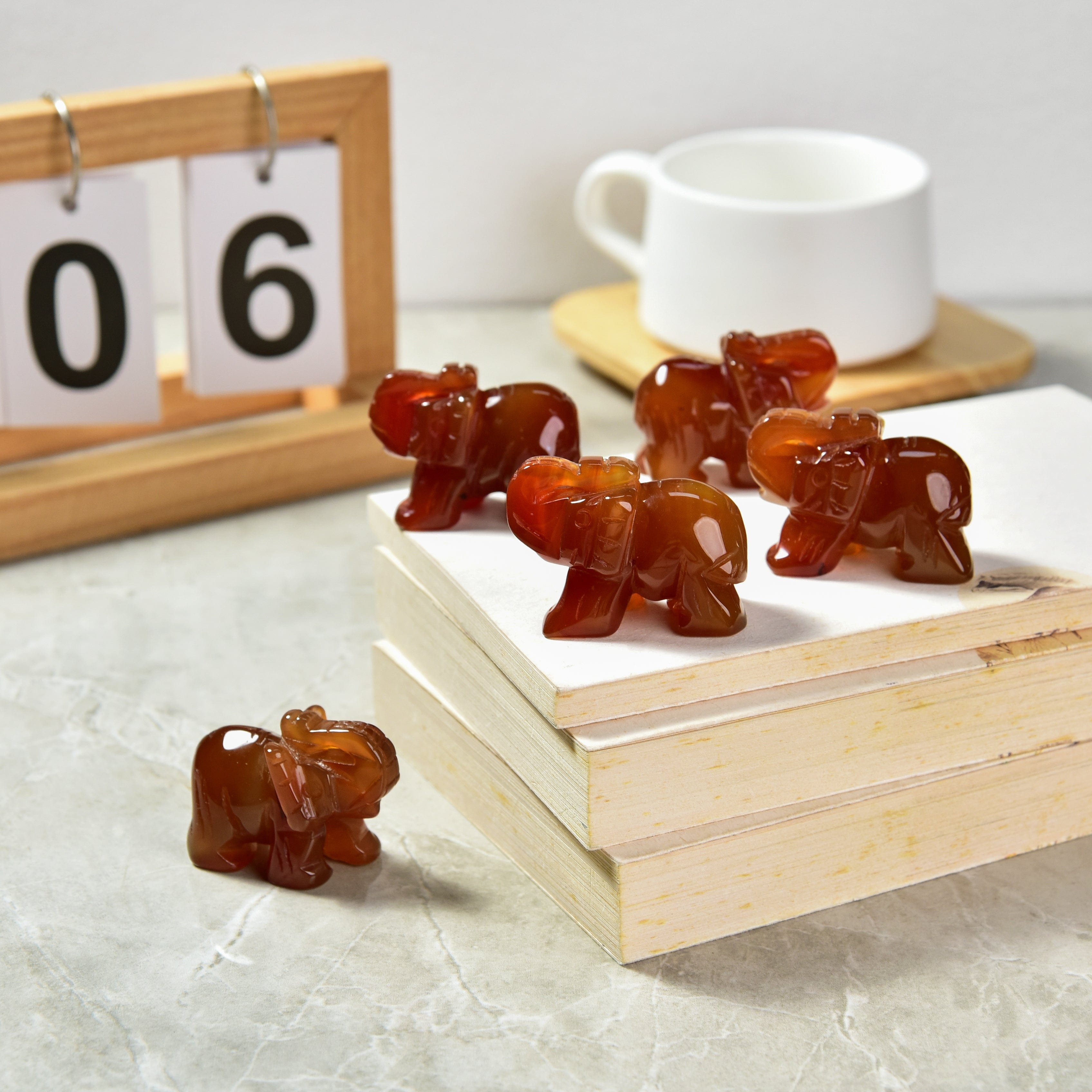 KALIFANO Gemstone Carvings 1.5" Carnelian Elephant Natural Gemstone Carving CV15-E-CR