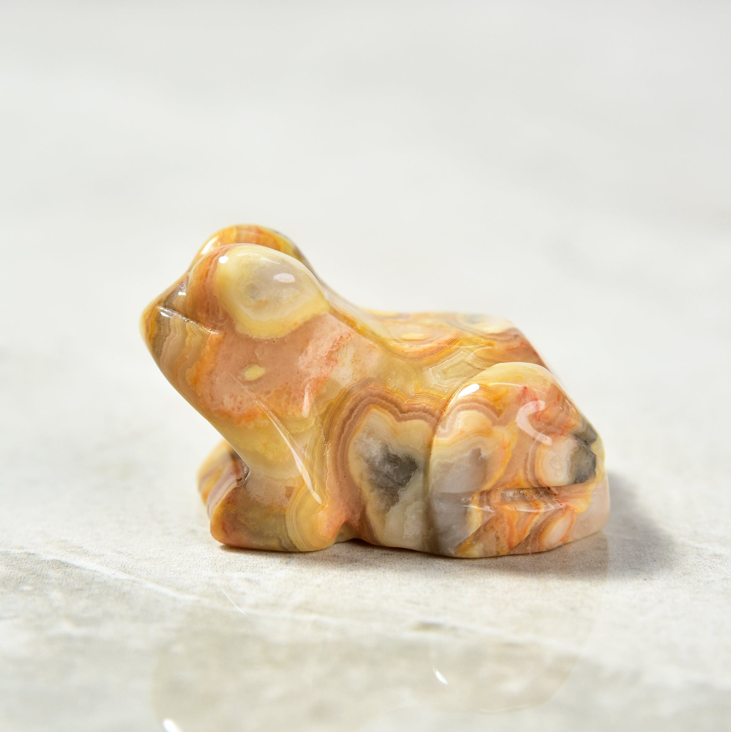KALIFANO Gemstone Carvings 1.5" Crazy Lace Agate Frog Natural Gemstone Carving CV9-F-CLA