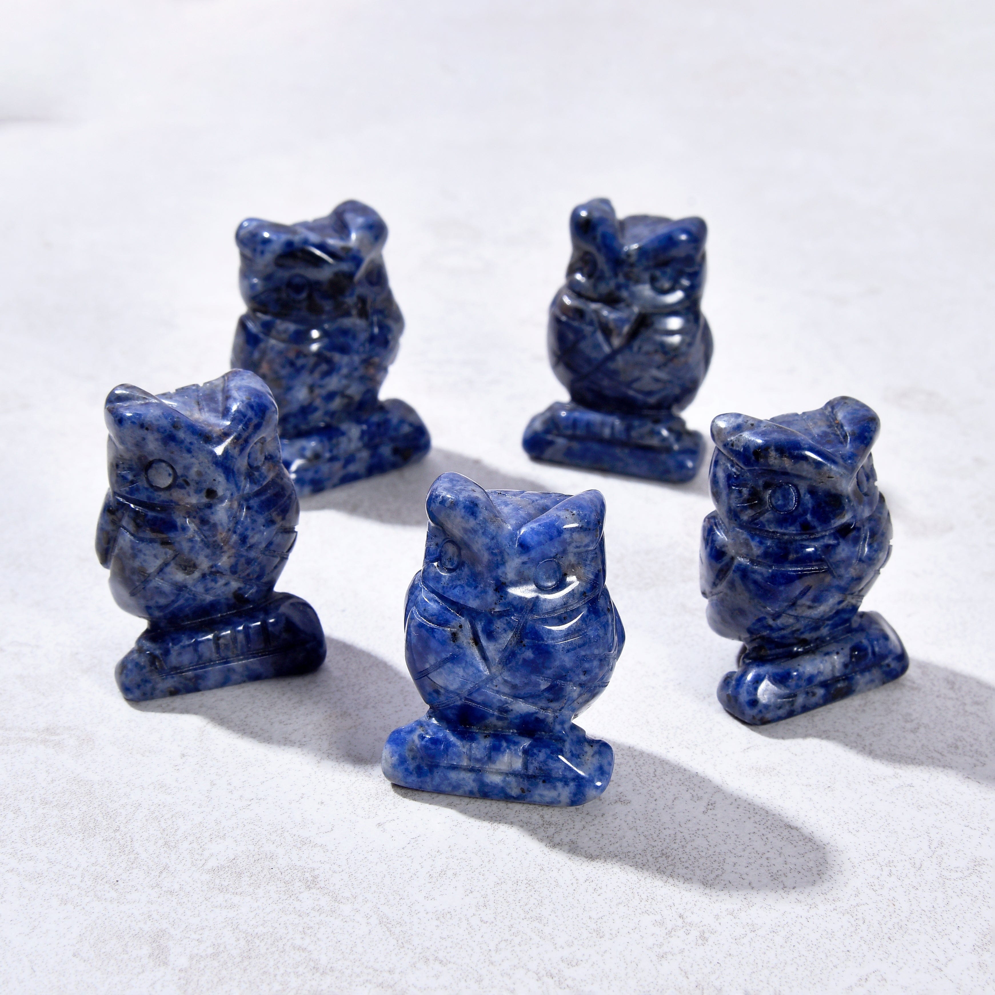 KALIFANO Gemstone Carvings 1.5" Sodalite Owl Natural Gemstone Carving CV12-O-SD