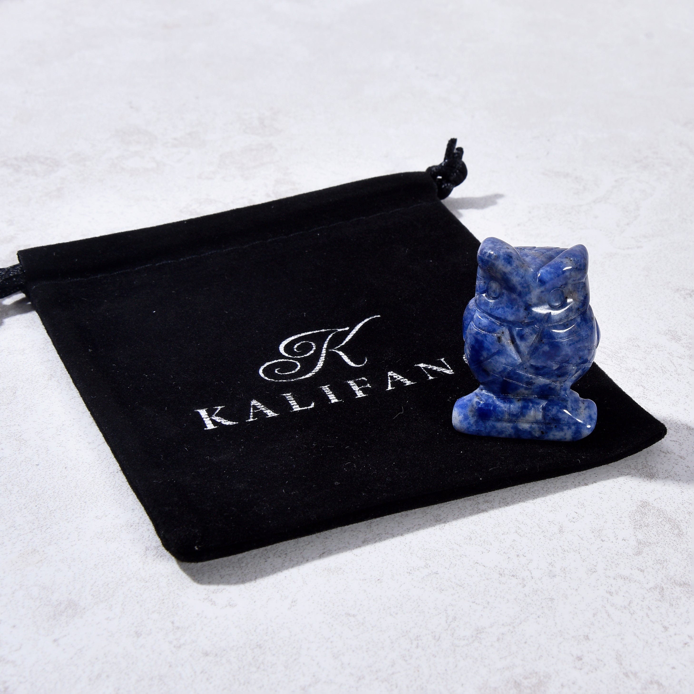 KALIFANO Gemstone Carvings 1.5" Sodalite Owl Natural Gemstone Carving CV12-O-SD