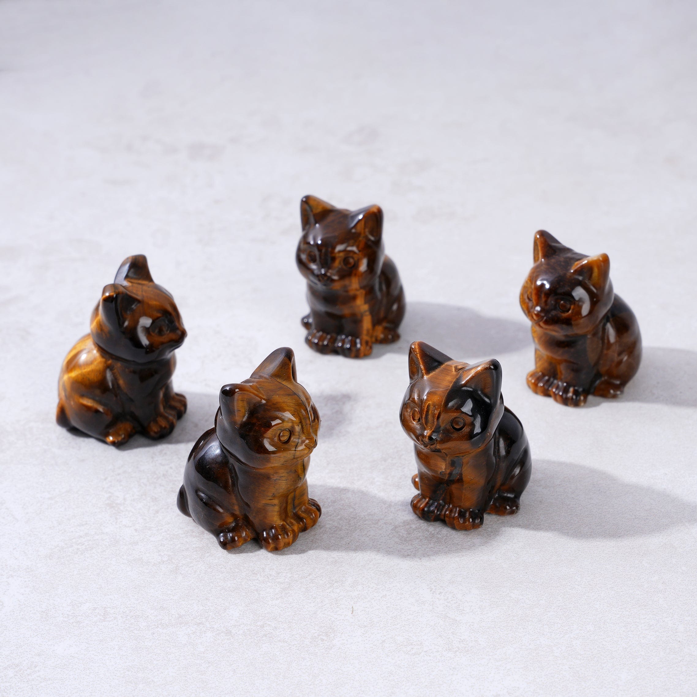 KALIFANO Gemstone Carvings 1.5" Tiger Eye Cat Gemstone Carving CV11-C-TE