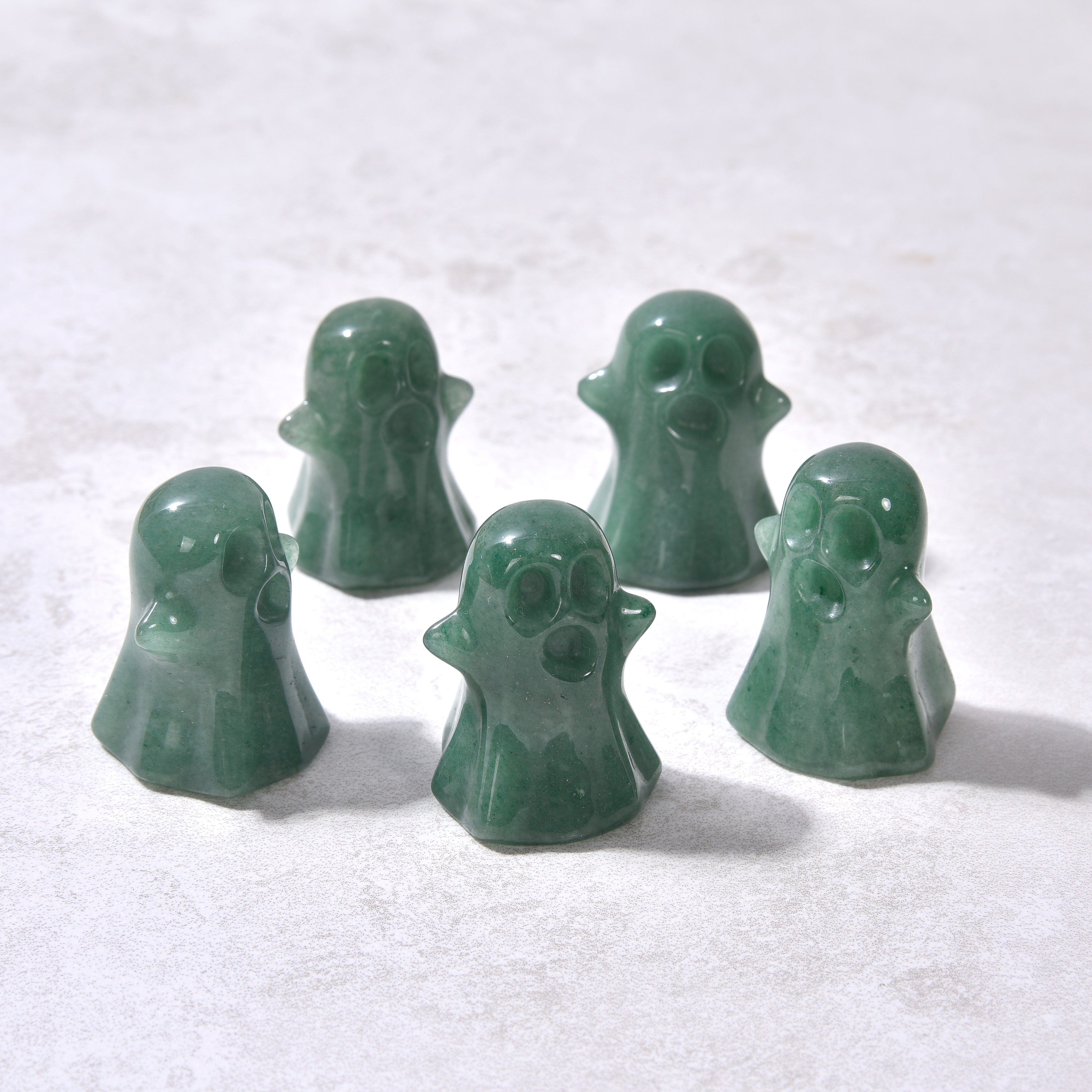 KALIFANO Gemstone Carvings 1.75" Aventurine Ghost Natural Gemstone Carving CV9-G-AV