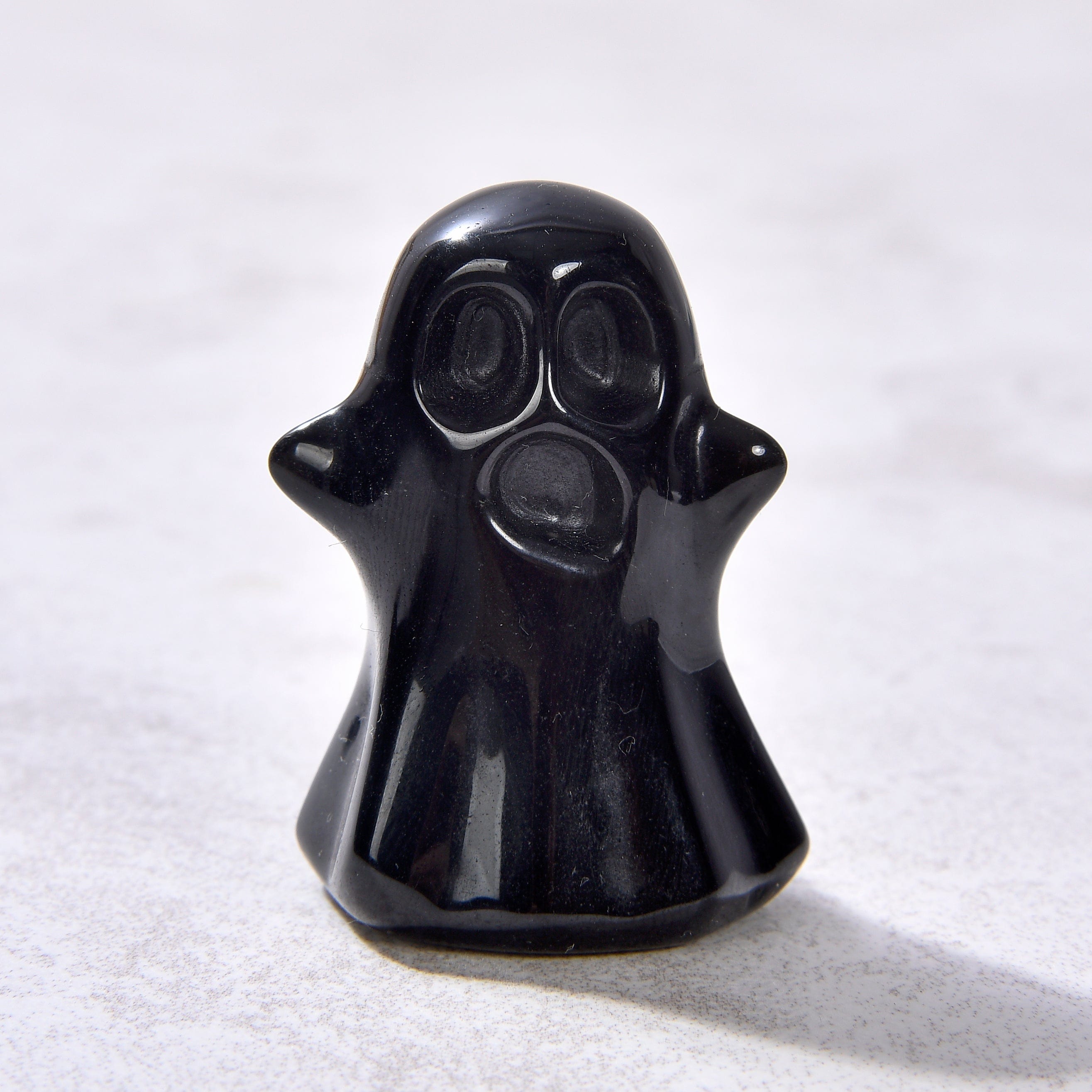 KALIFANO Gemstone Carvings 1.75" Obsidian Ghost Natural Gemstone Carving CV9-G-OB