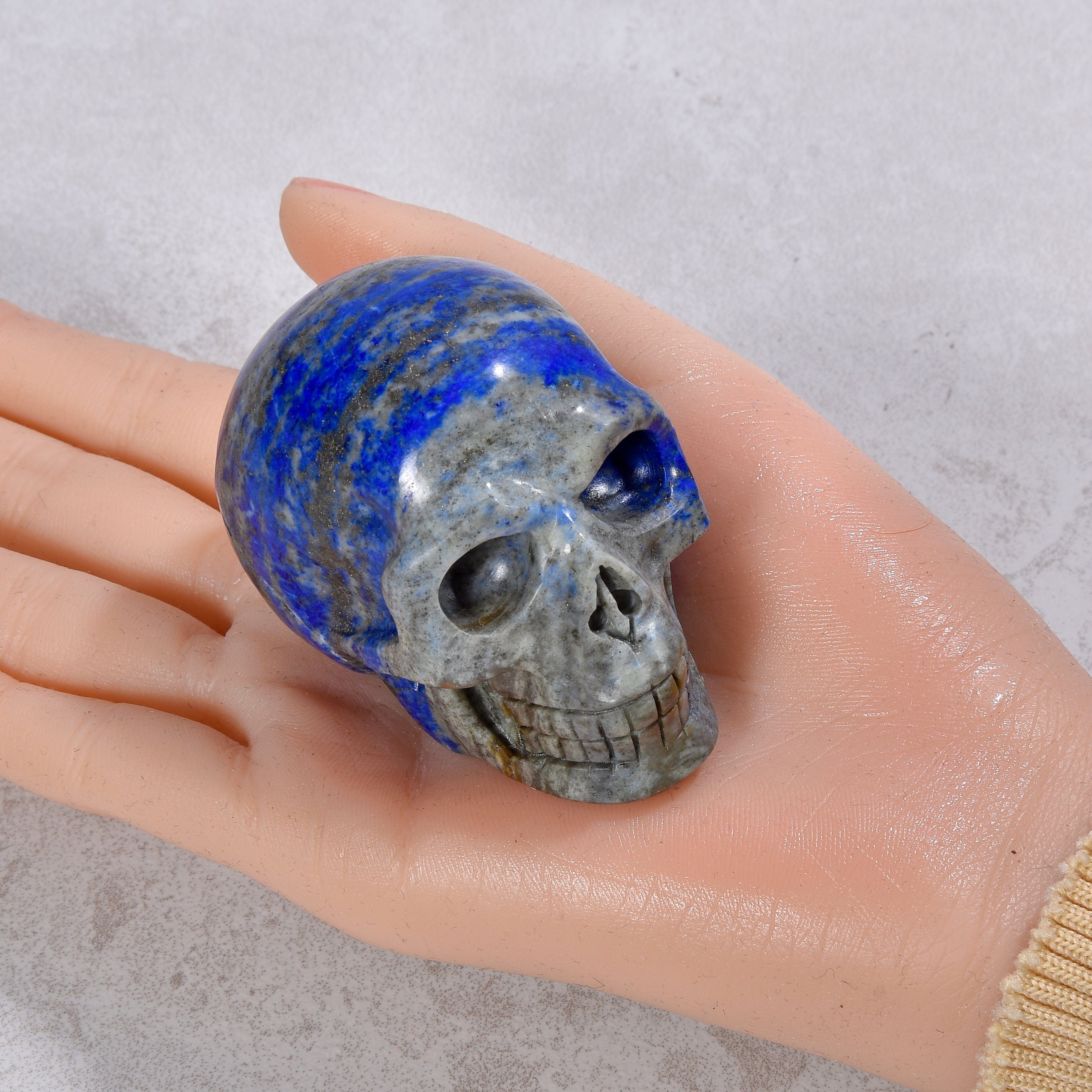 KALIFANO Gemstone Carvings 1.8" Natural Lapis Skull Gemstone Carving CVLSK.500.02