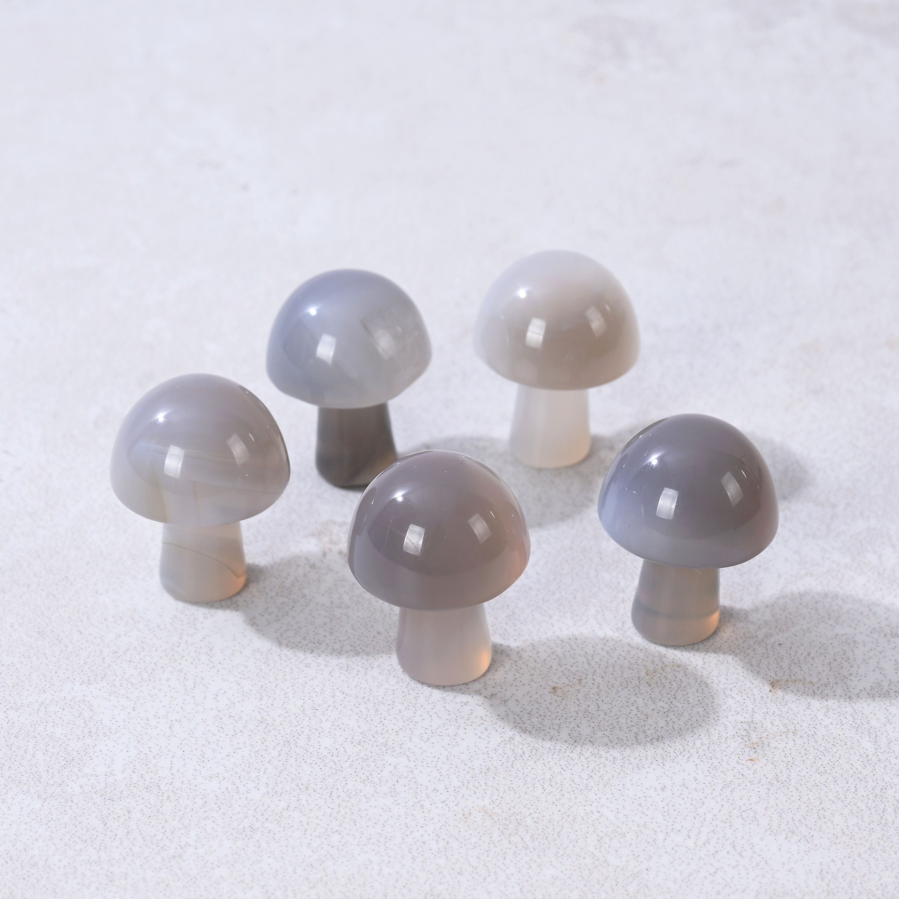 KALIFANO Gemstone Carvings 1" Gray Agate Mushroom Natural Gemstone Carving CV1-M-GAE