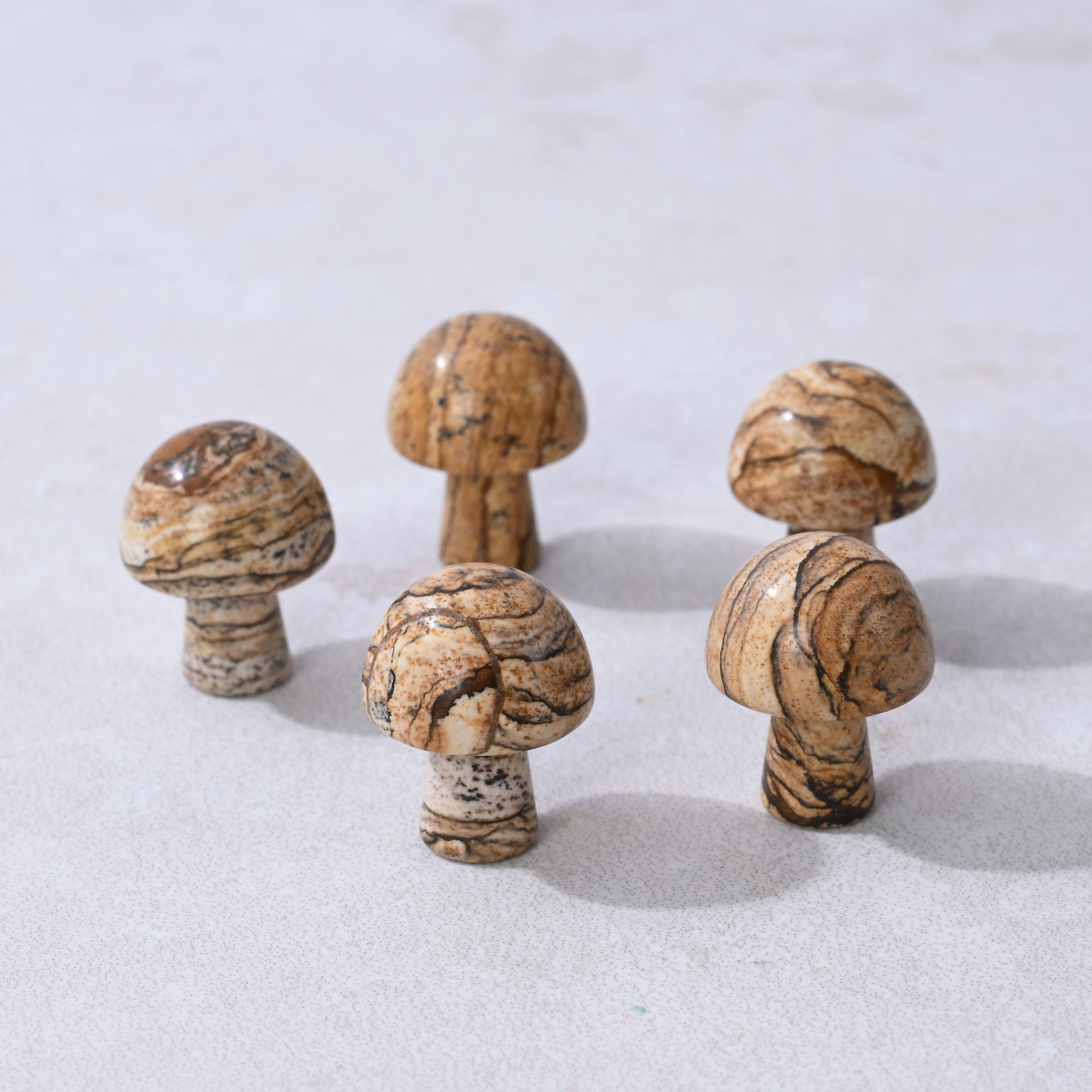 KALIFANO Gemstone Carvings 1" Picture Jasper Mushroom Natural Gemstone Carving CV1-M-PJ