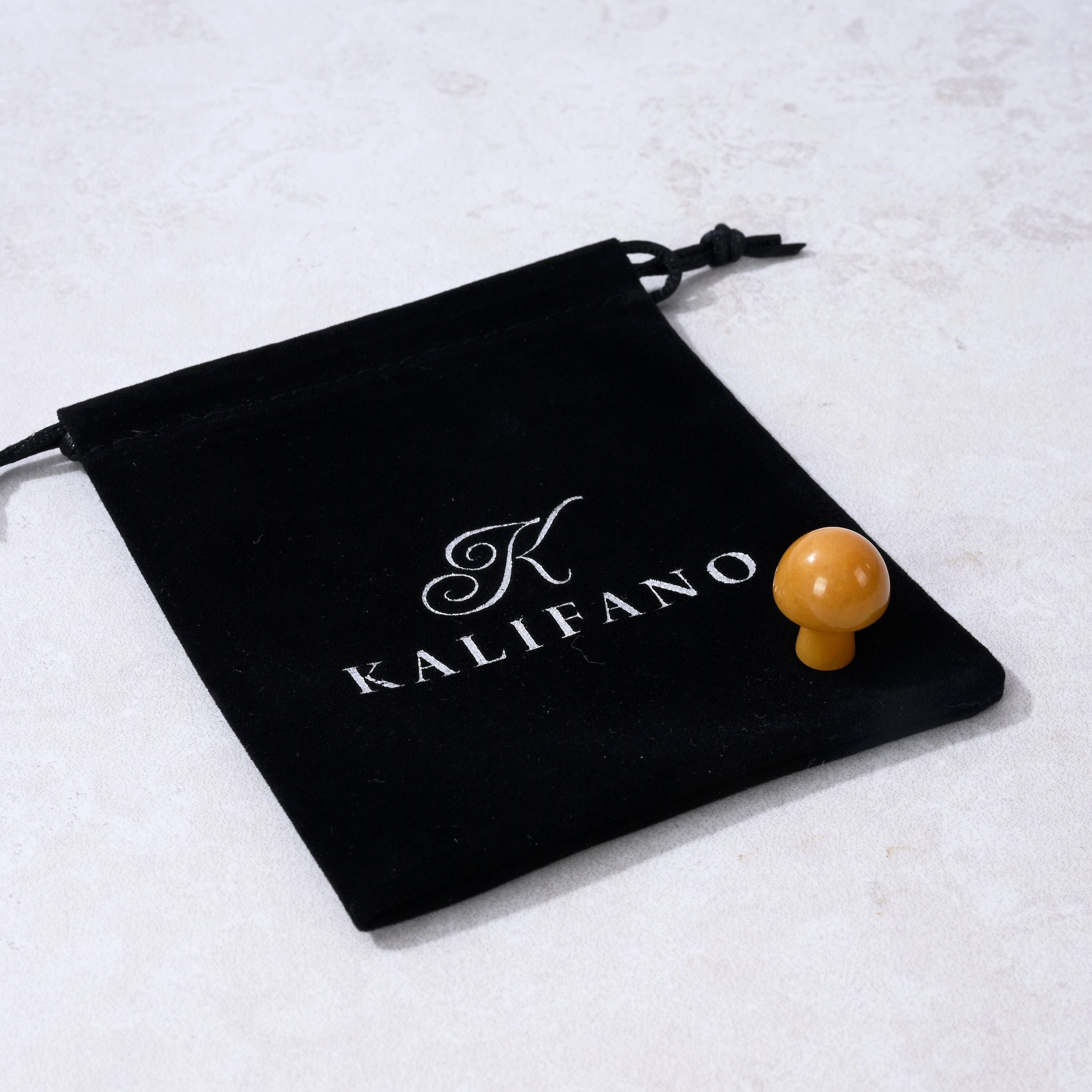 KALIFANO Gemstone Carvings 1" Yellow Jasper Mushroom Natural Gemstone Carving CV1-M-YJ