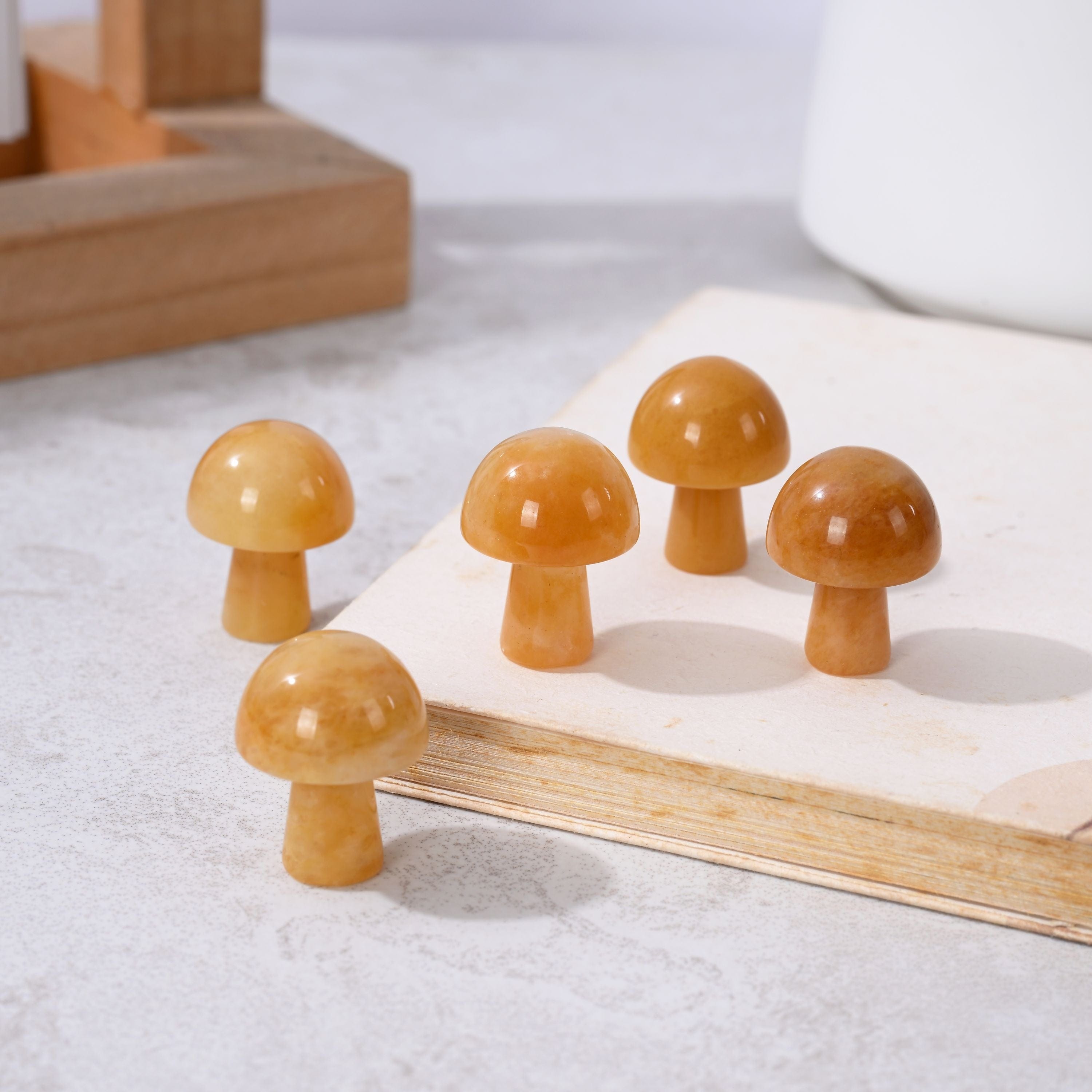 KALIFANO Gemstone Carvings 1" Yellow Jasper Mushroom Natural Gemstone Carving CV1-M-YJ