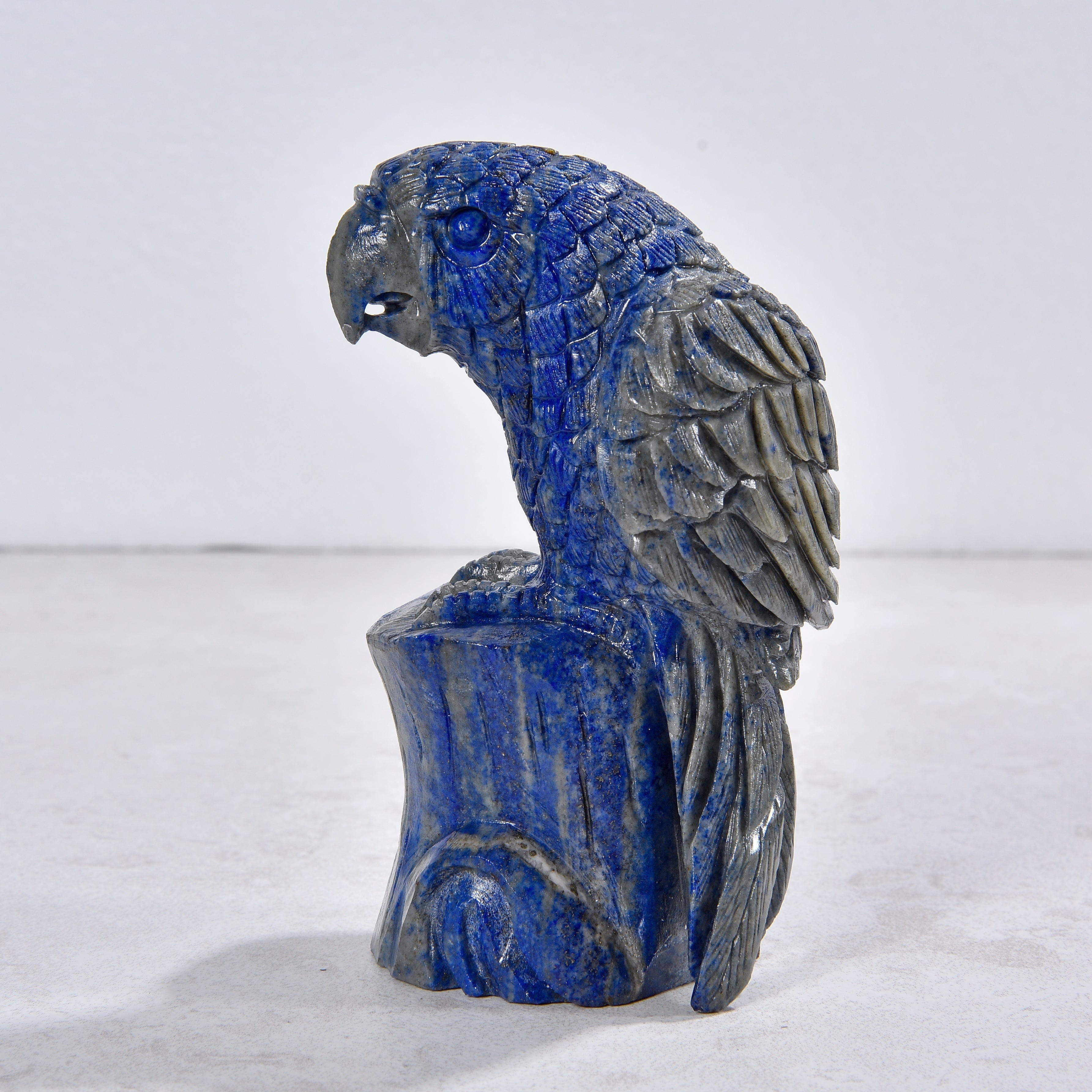 KALIFANO Gemstone Carvings 2.4" Natural Lapis Parrot Gemstone Carving CVLB.1000.03