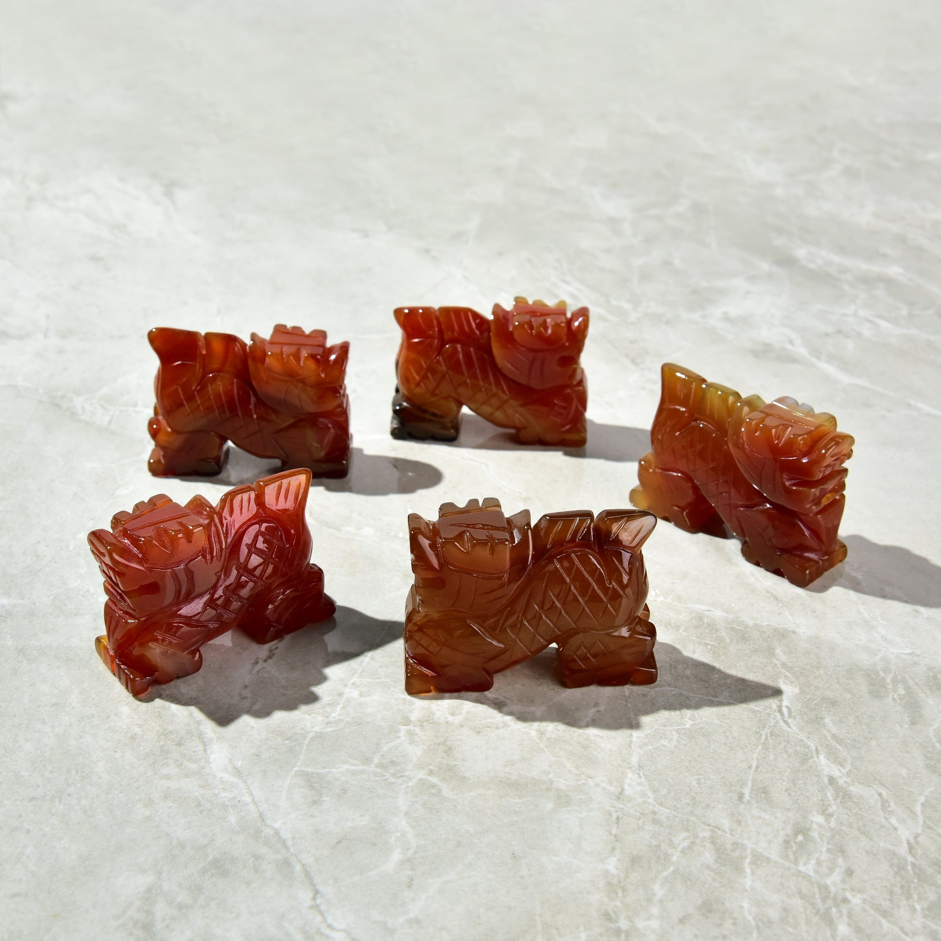 KALIFANO Gemstone Carvings 2.5" Carnelian Dragon Natural Gemstone Carving CV30-D-CR