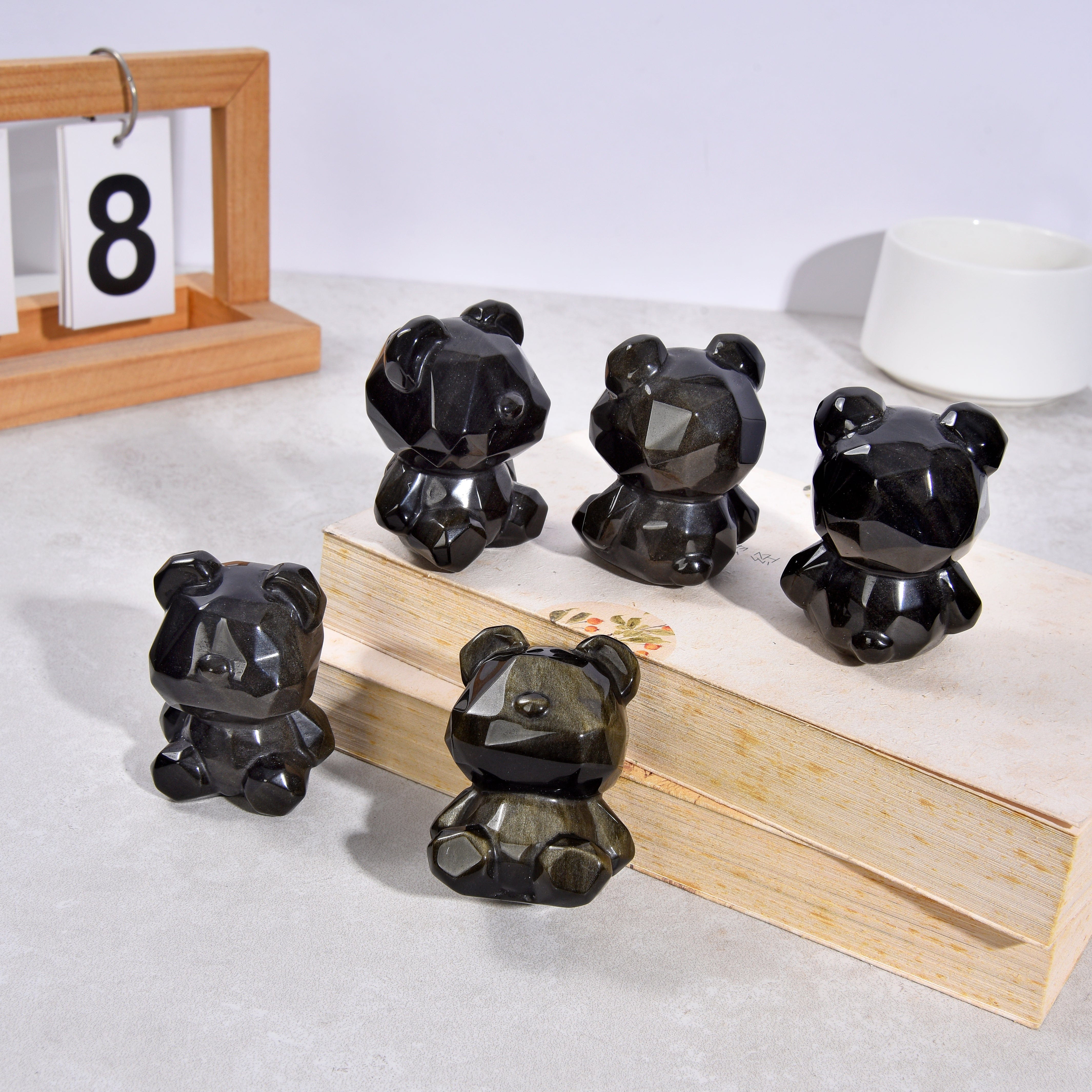 KALIFANO Gemstone Carvings 2.5" Obsidian Bear Natural Gemstone Carving CV45-BB-OB