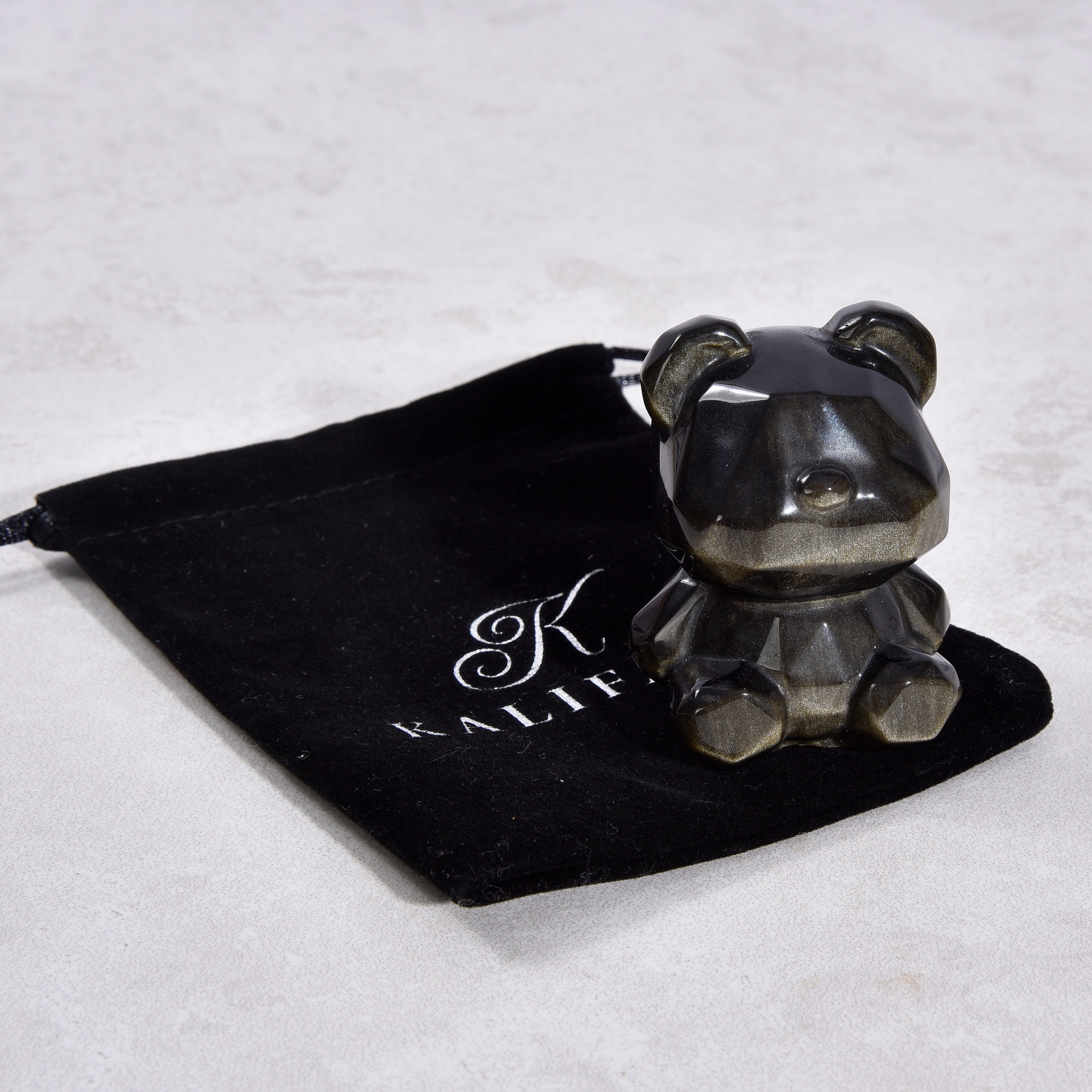 KALIFANO Gemstone Carvings 2.5" Obsidian Bear Natural Gemstone Carving CV45-BB-OB