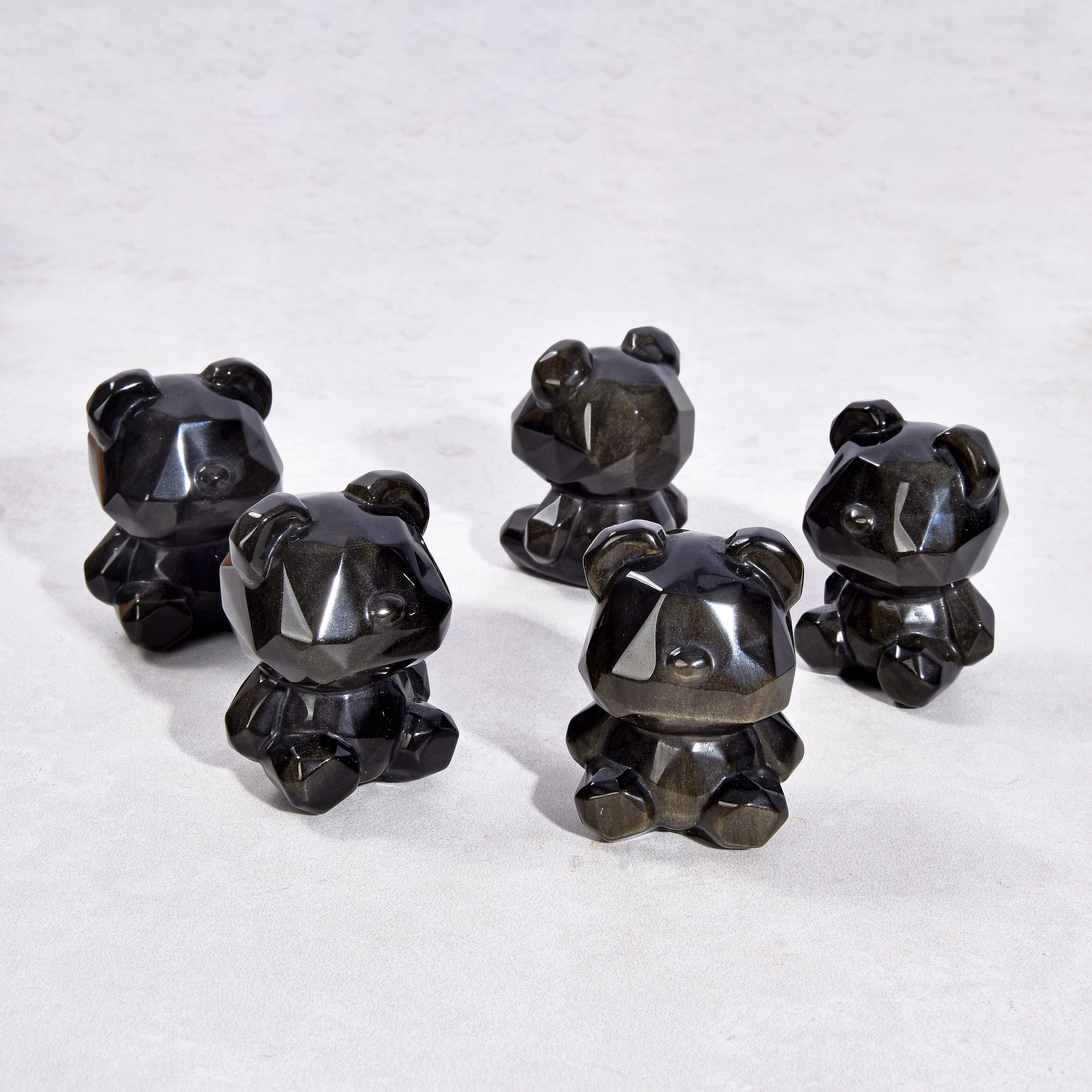KALIFANO Gemstone Carvings 2.5" Obsidian Bear Natural Gemstone Carving CV45-BB-OB
