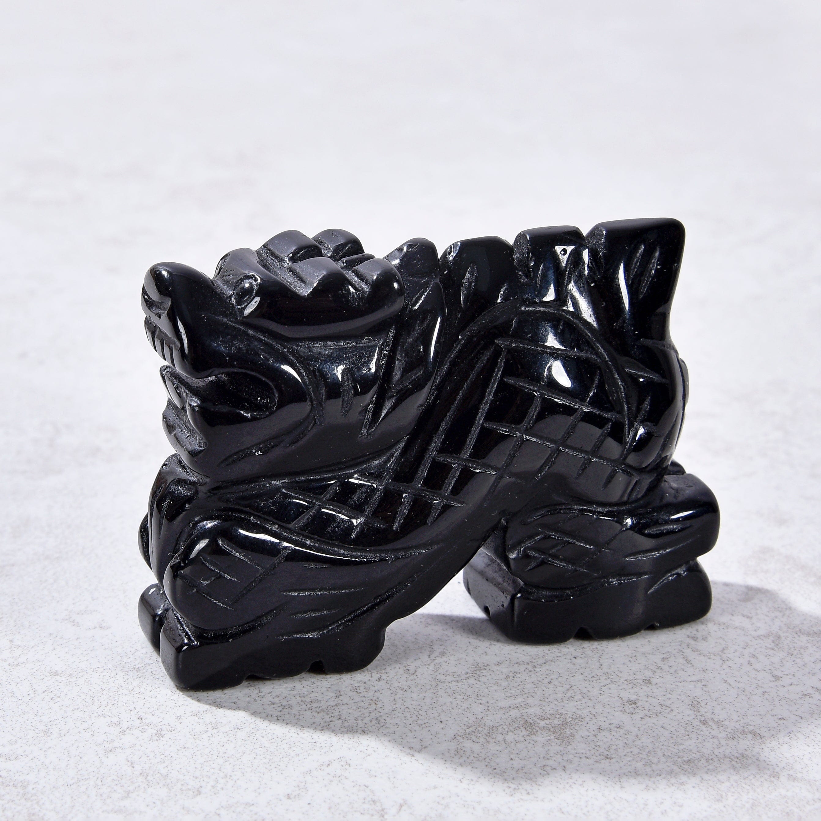 KALIFANO Gemstone Carvings 2.5" Obsidian Dragon Natural Gemstone Carving CV30-D-OB