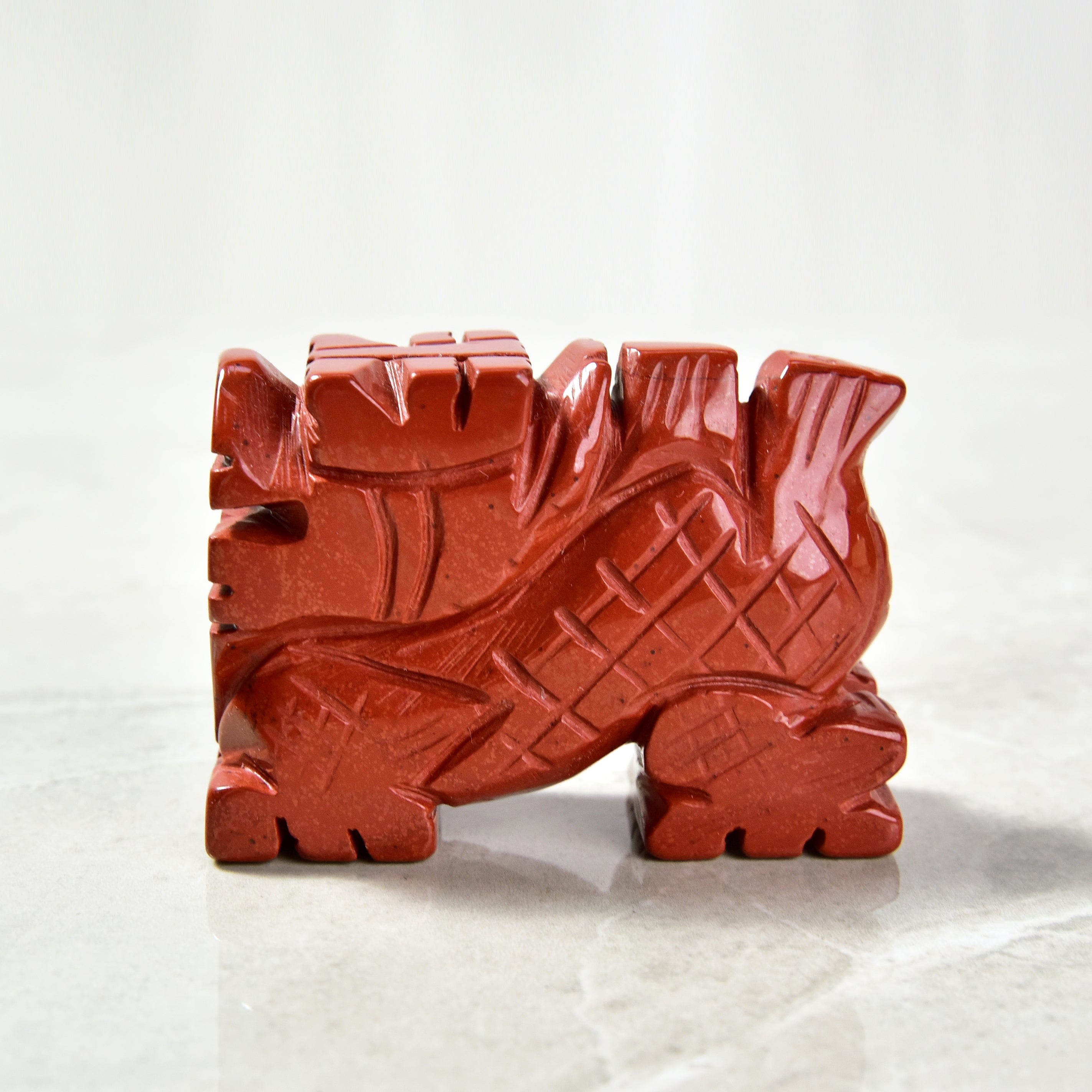 KALIFANO Gemstone Carvings 2.5" Red Jasper Dragon Natural Gemstone Carving CV30-D-RJ