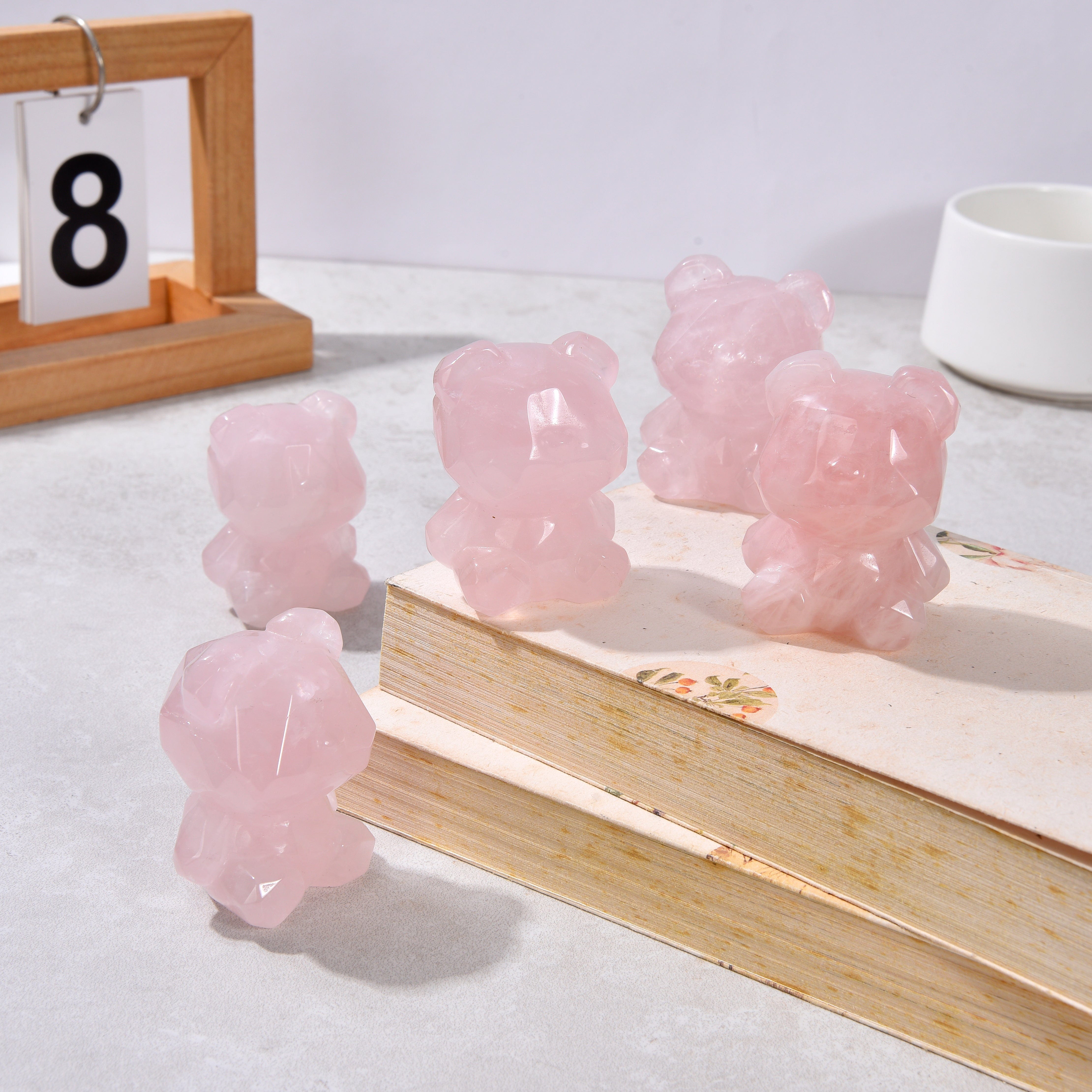 KALIFANO Gemstone Carvings 2.5" Rose Quartz Bear Natural Gemstone Carving CV45-BB-RQ