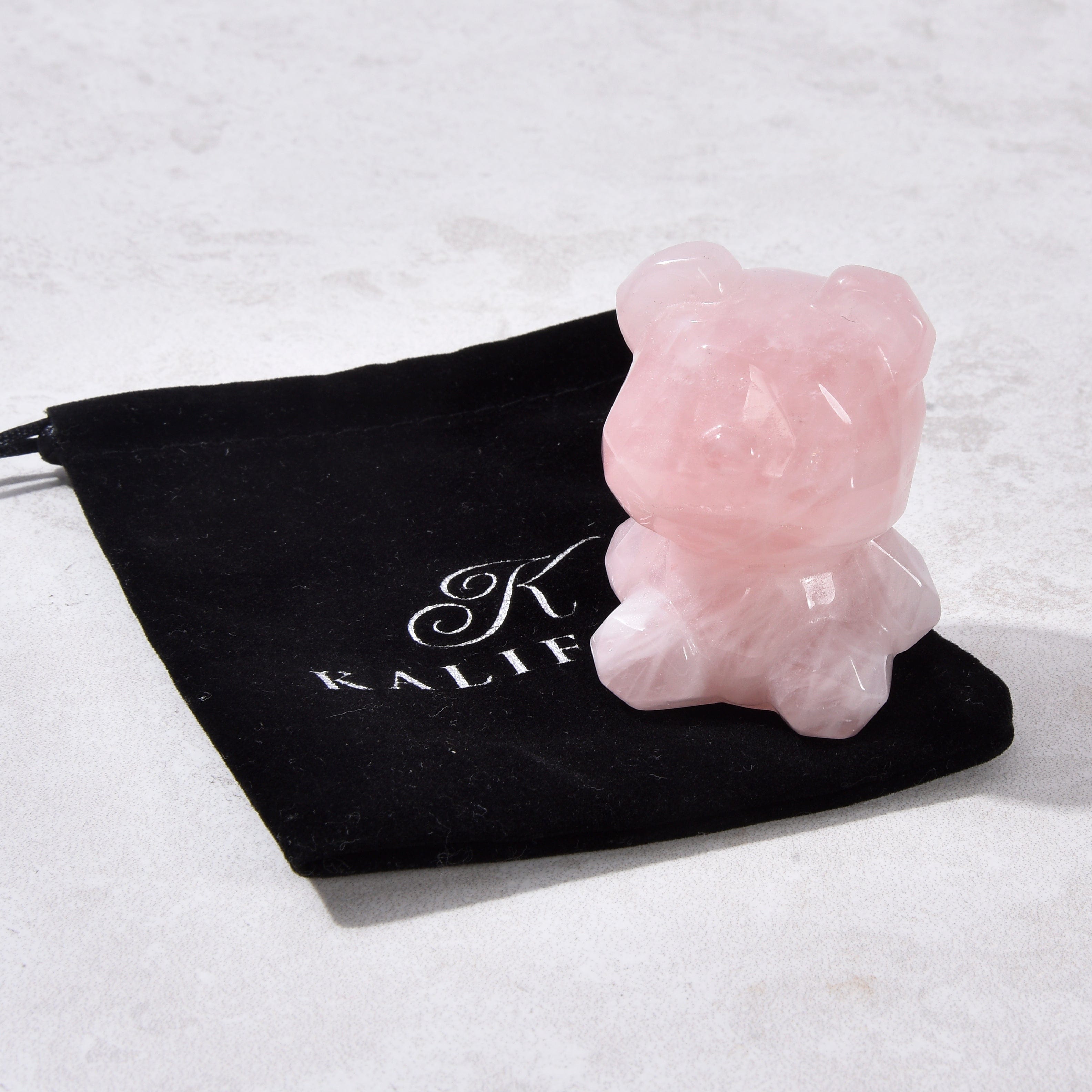 KALIFANO Gemstone Carvings 2.5" Rose Quartz Bear Natural Gemstone Carving CV45-BB-RQ