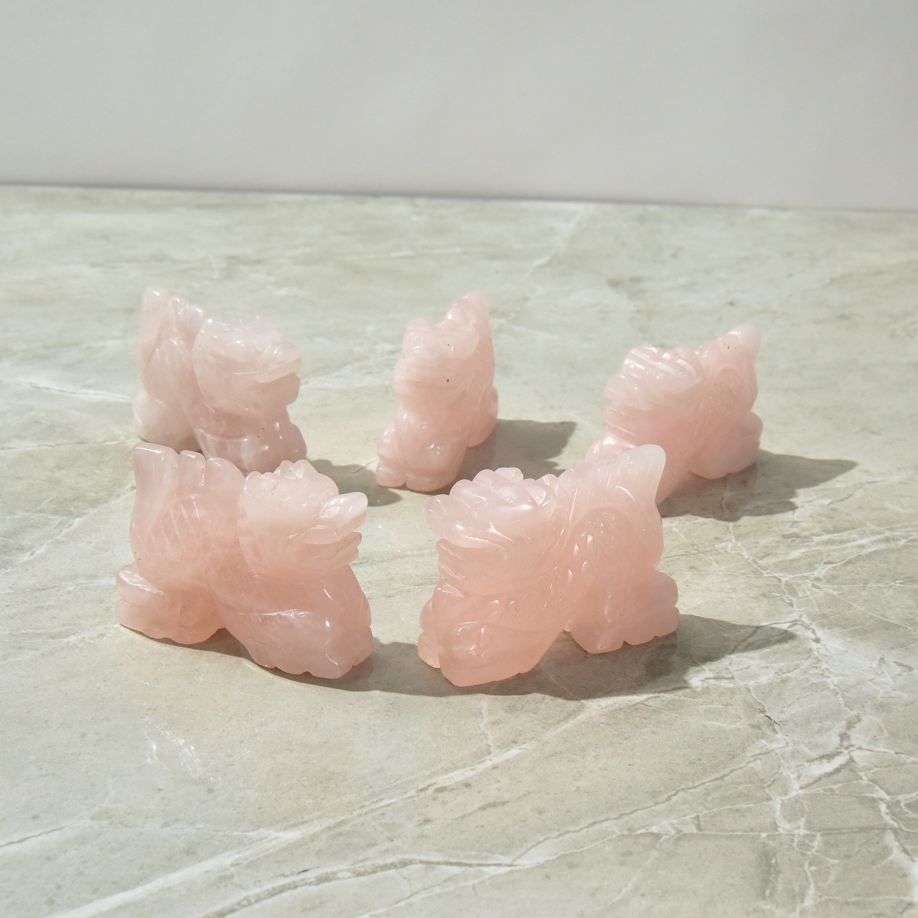 KALIFANO Gemstone Carvings 2.5" Rose Quartz Dragon Natural Gemstone Carving CV30-D-RQ