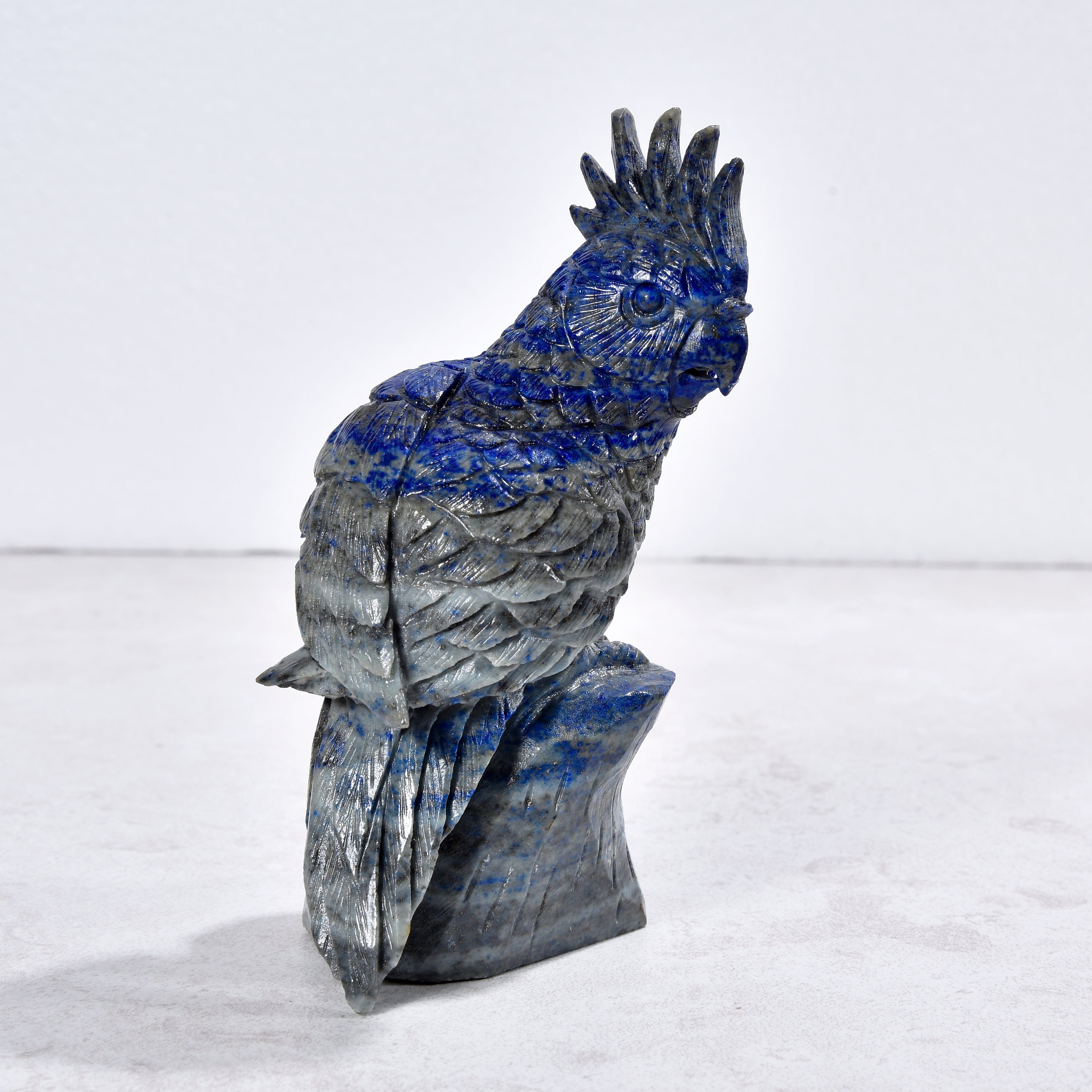 KALIFANO Gemstone Carvings 2.6" Natural Lapis Parrot Gemstone Carving CVLB.1000.06