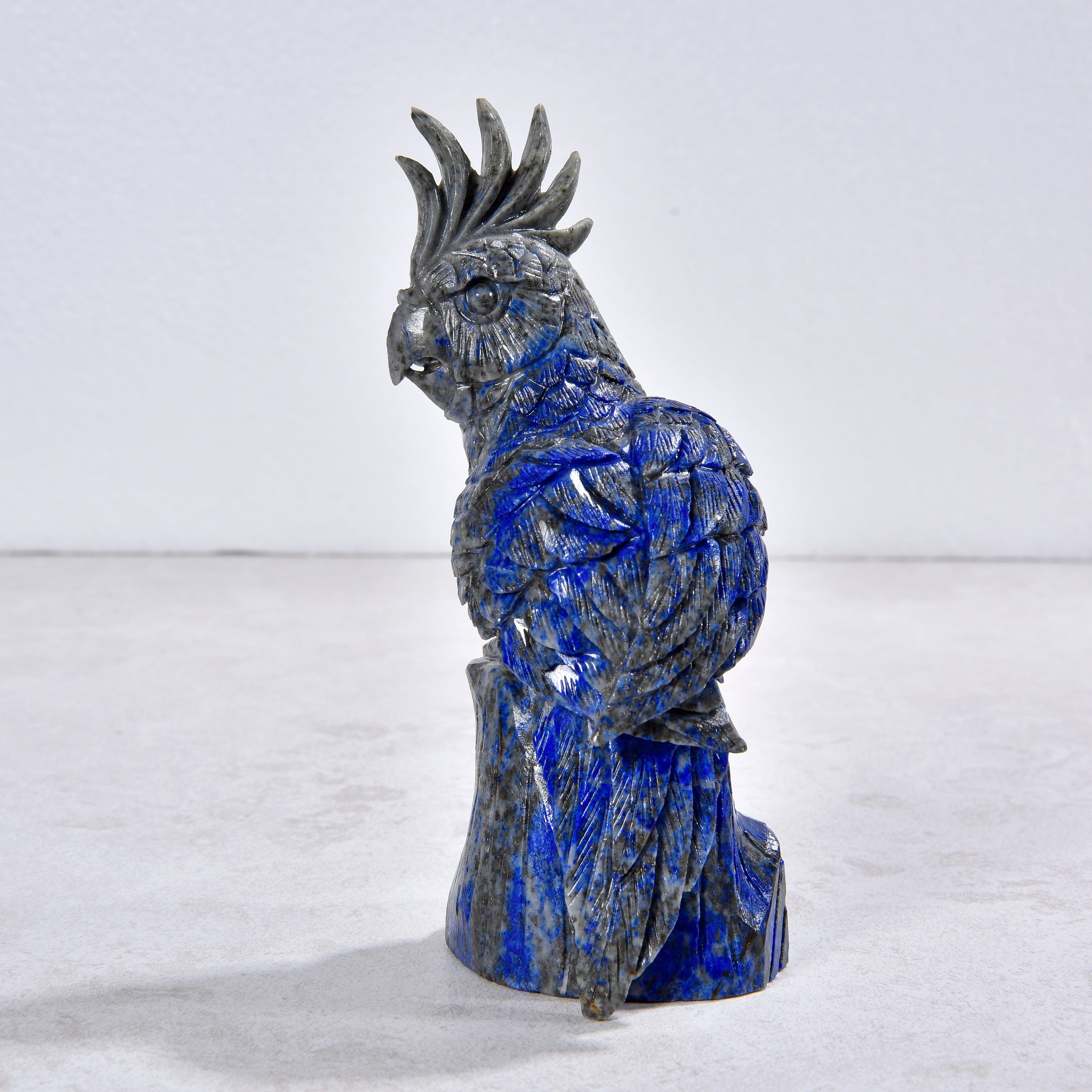 KALIFANO Gemstone Carvings 2.8" Natural Lapis Parrot Gemstone Carving CVLB.1000.15