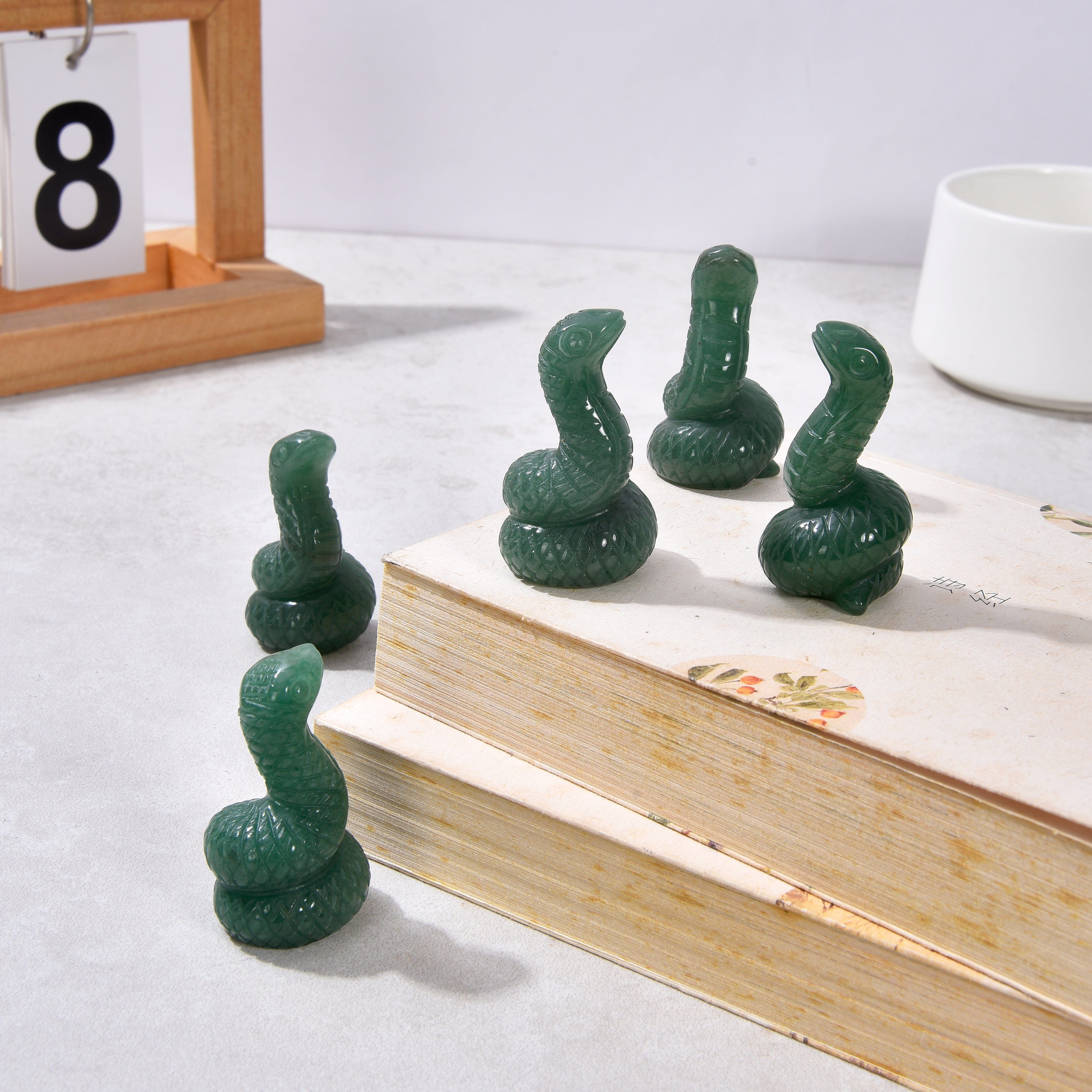 KALIFANO Gemstone Carvings 2" Aventurine Snake Natural Gemstone Carving CV14-S-AV