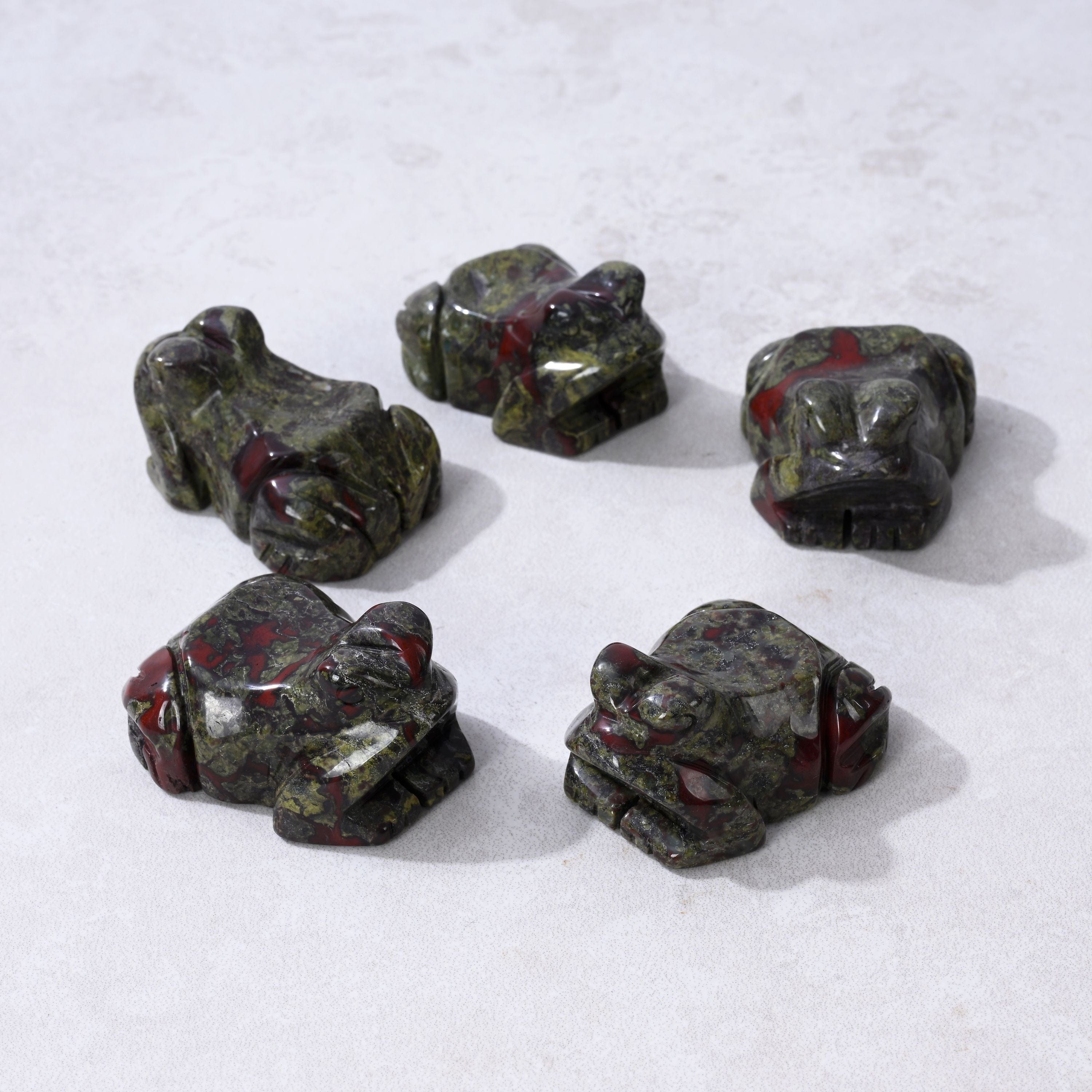 Kalifano Gemstone Carvings 2" Bloodstone Frog Natural Gemstone Carving CV13-F-BS