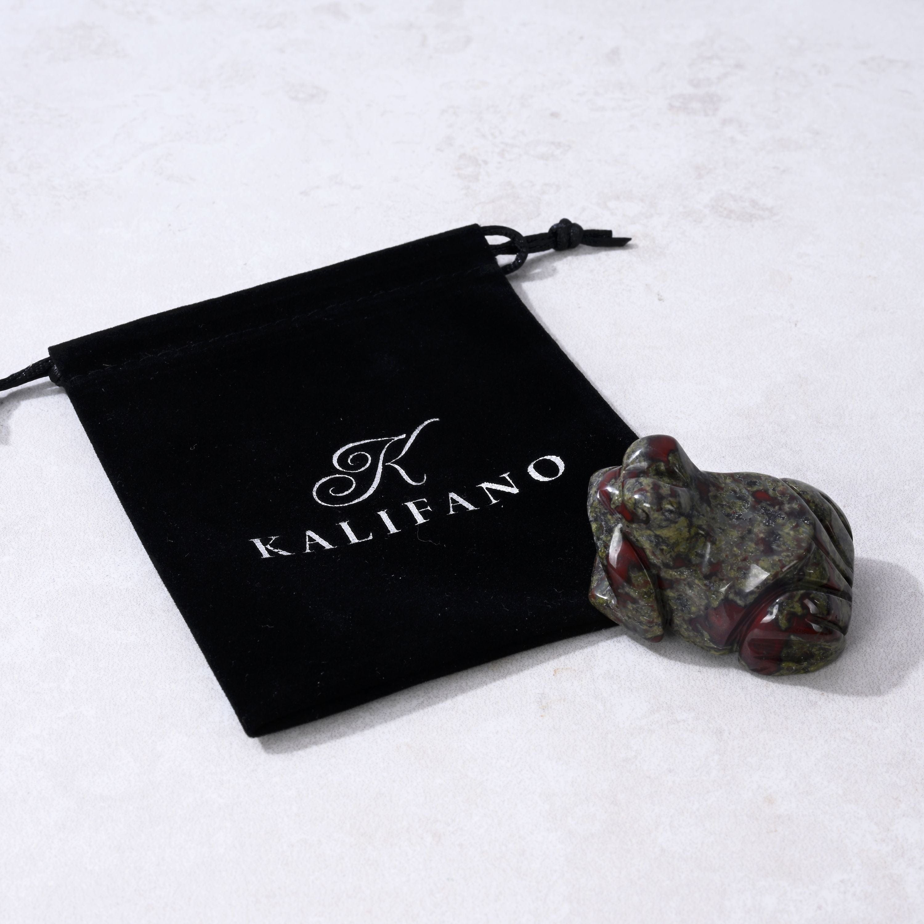 Kalifano Gemstone Carvings 2" Bloodstone Frog Natural Gemstone Carving CV13-F-BS