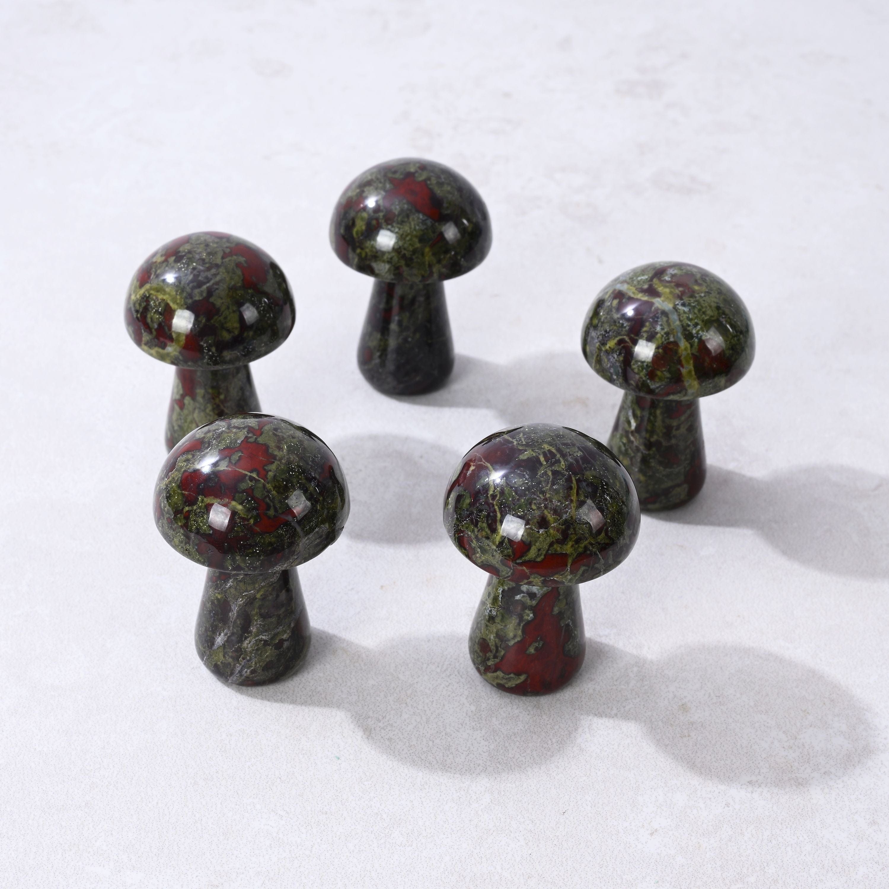 KALIFANO Gemstone Carvings 2" Bloodstone Mushroom Natural Gemstone Carving CV12-M-BS