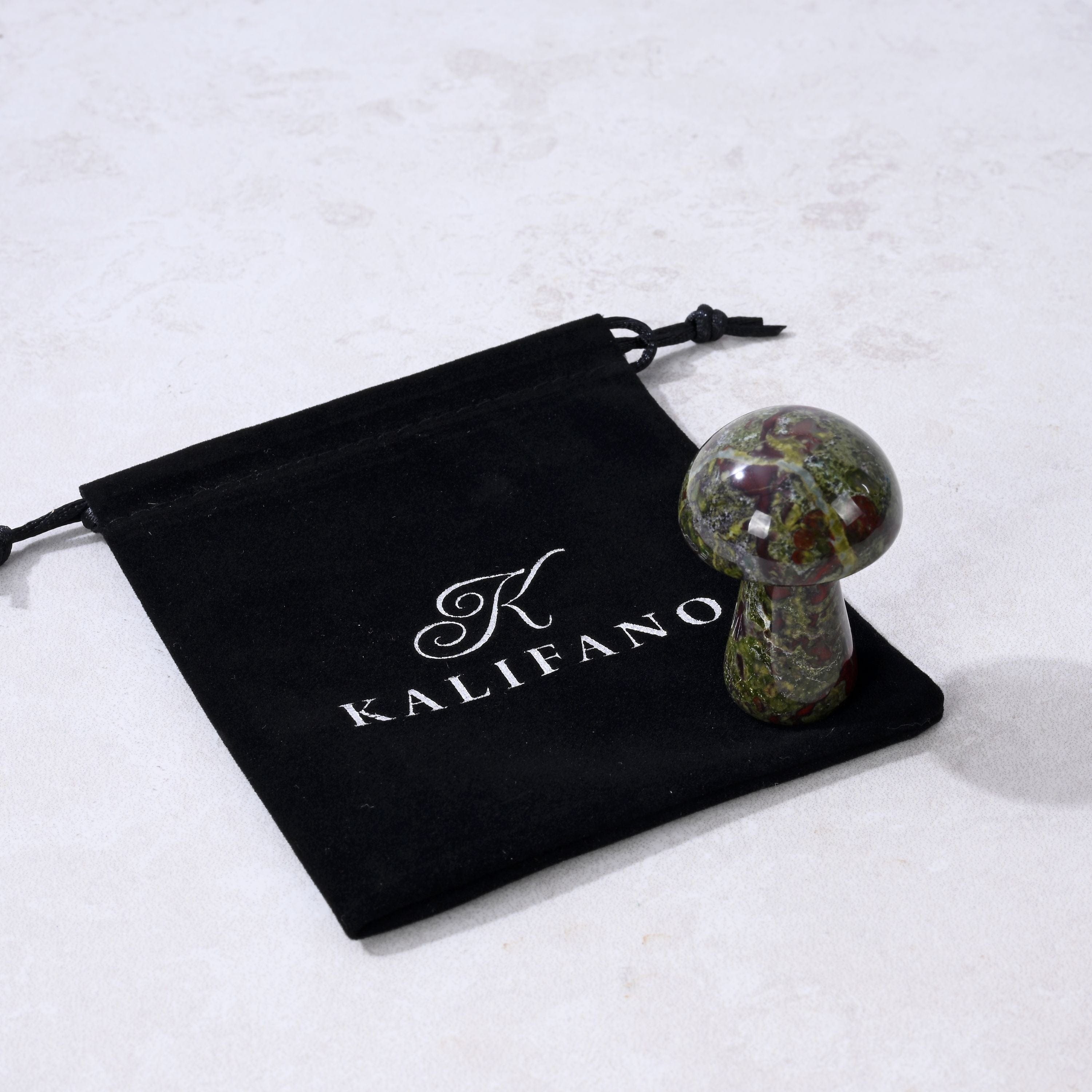 KALIFANO Gemstone Carvings 2" Bloodstone Mushroom Natural Gemstone Carving CV12-M-BS