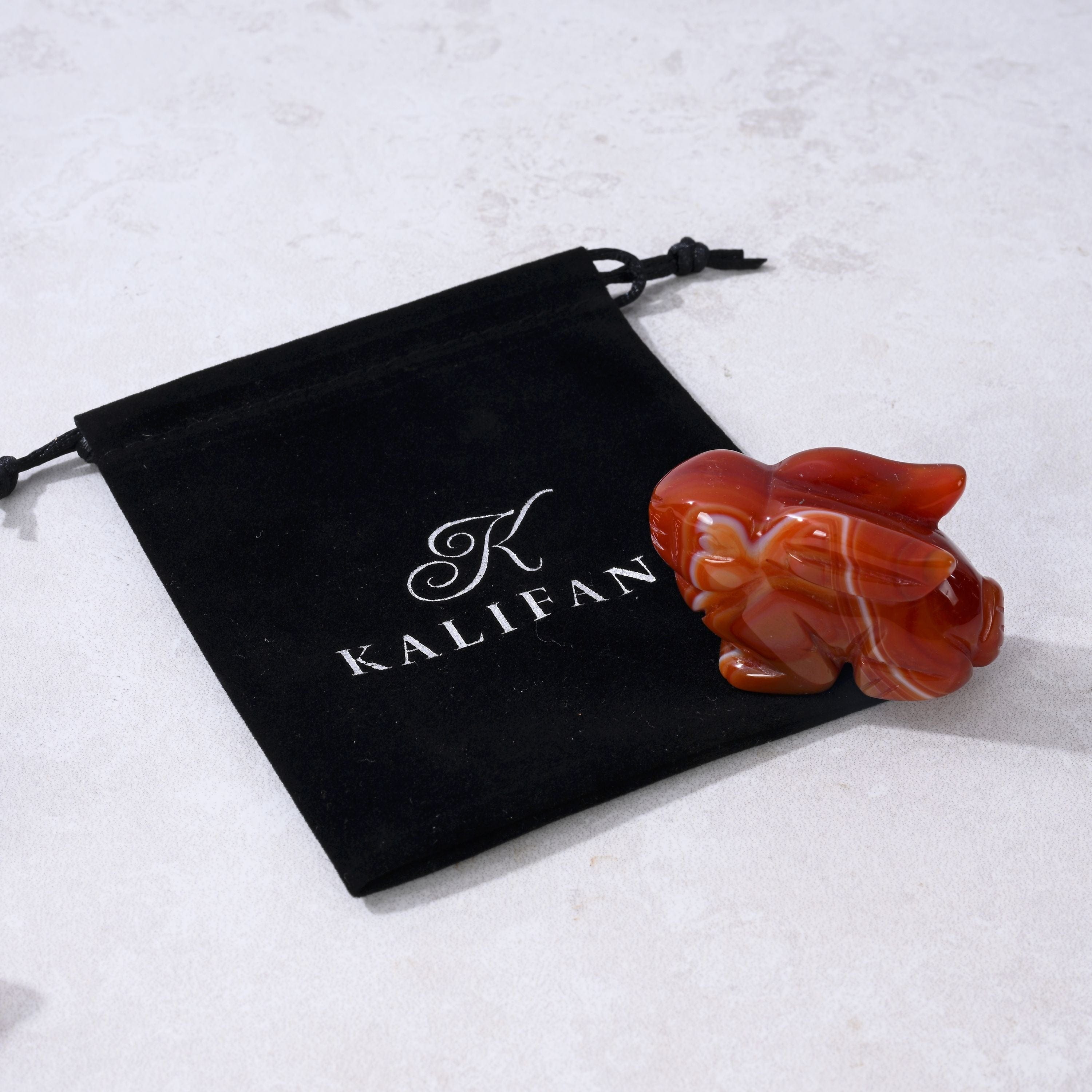 Kalifano Gemstone Carvings 2" Carnelian Rabbit Natural Gemstone Carving CV14-R-CR