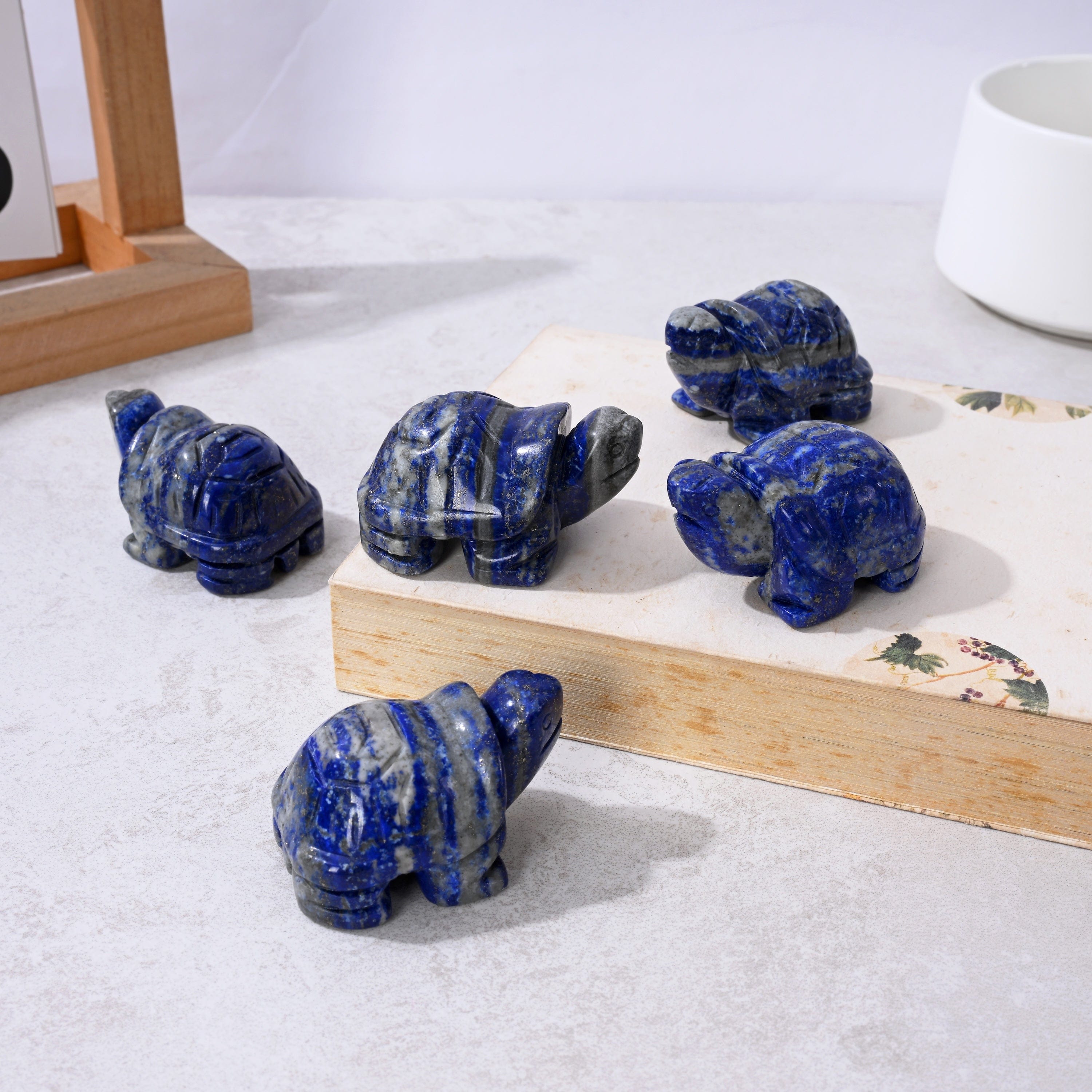 Kalifano Gemstone Carvings 2" Lapis Turtle Natural Gemstone Carving CV14-T-LP