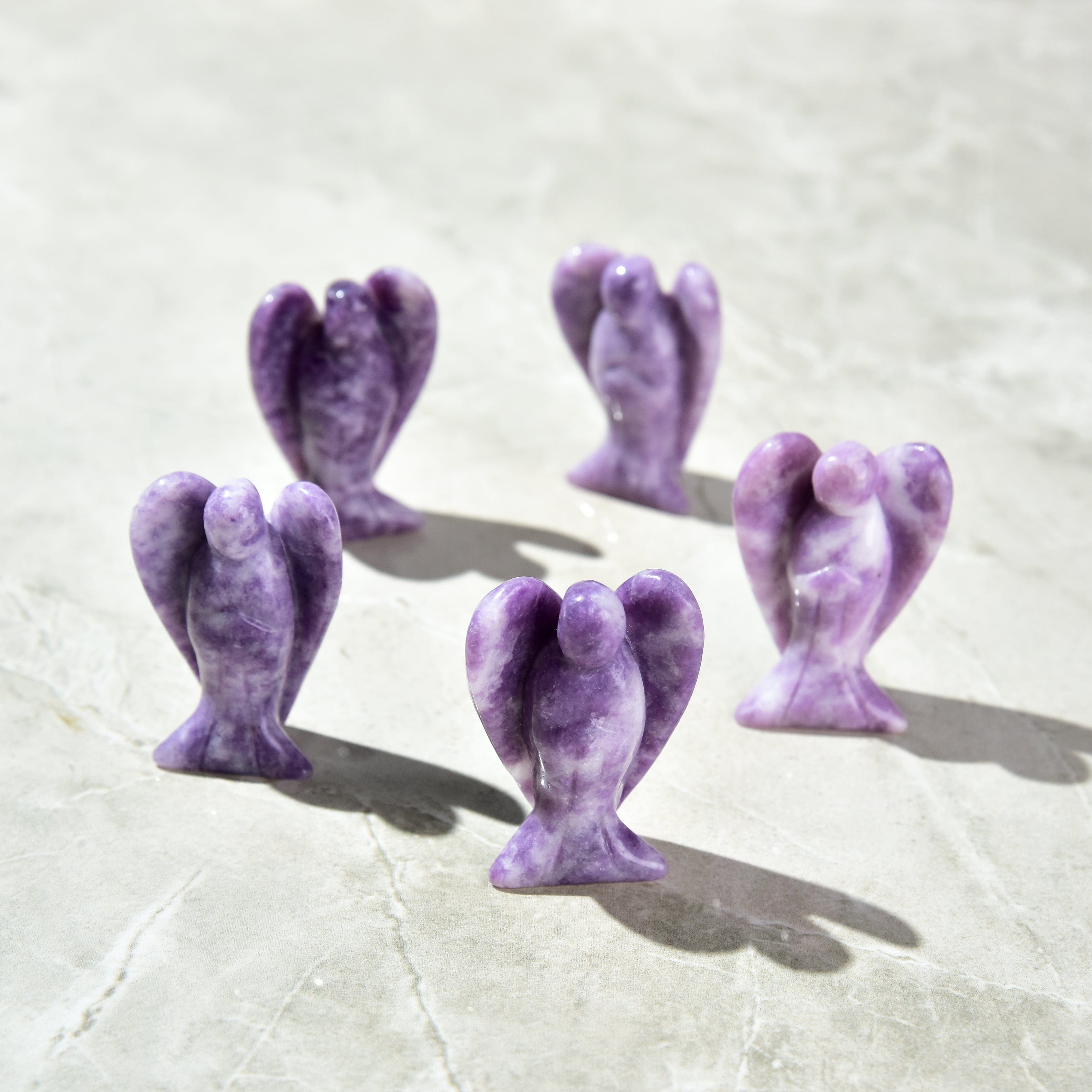 KALIFANO Gemstone Carvings 2" Lepidolite Angel Natural Gemstone Carving CV13-A-LD