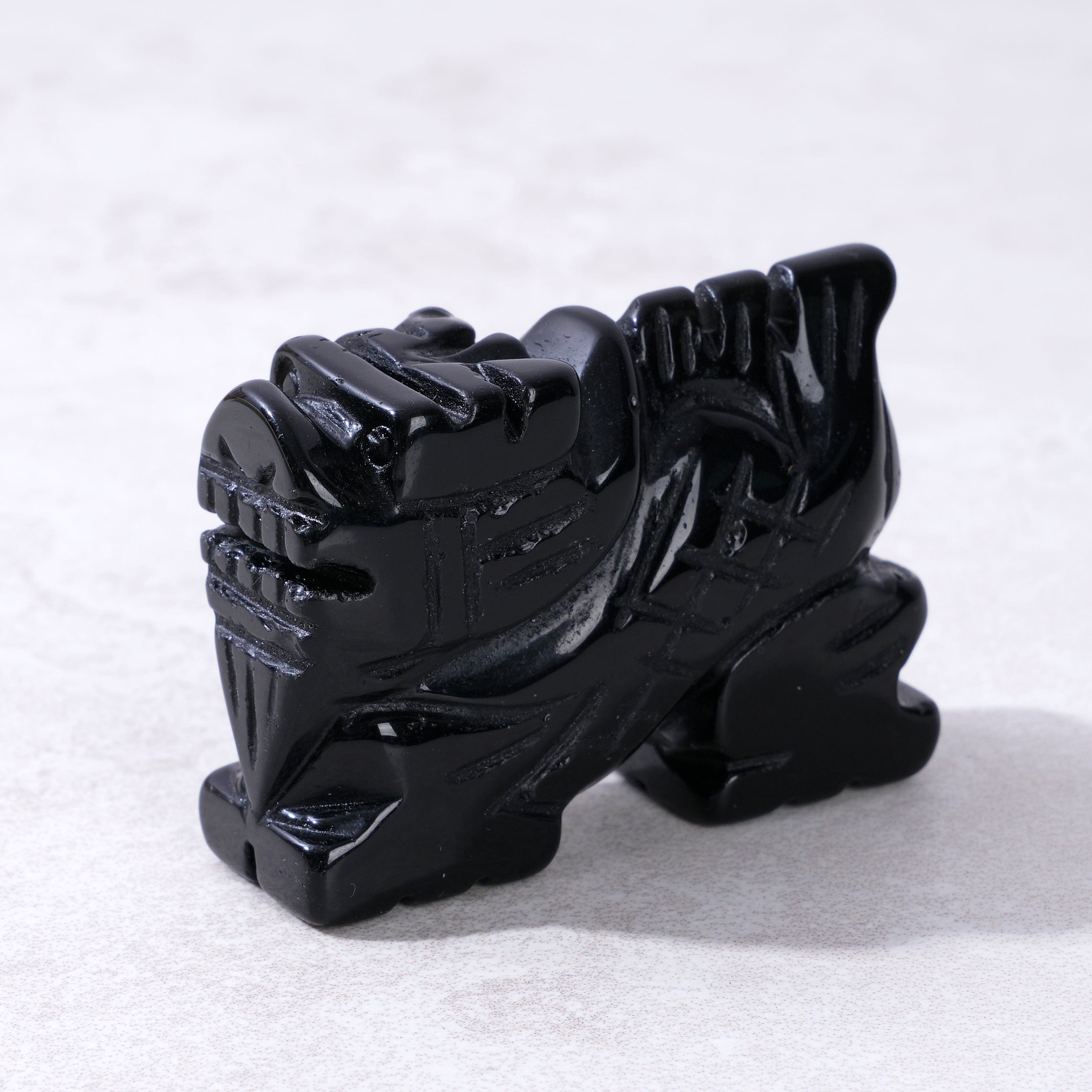 Kalifano Gemstone Carvings 2" Obsidian Dragon Natural Gemstone Carving CV14-D-OB