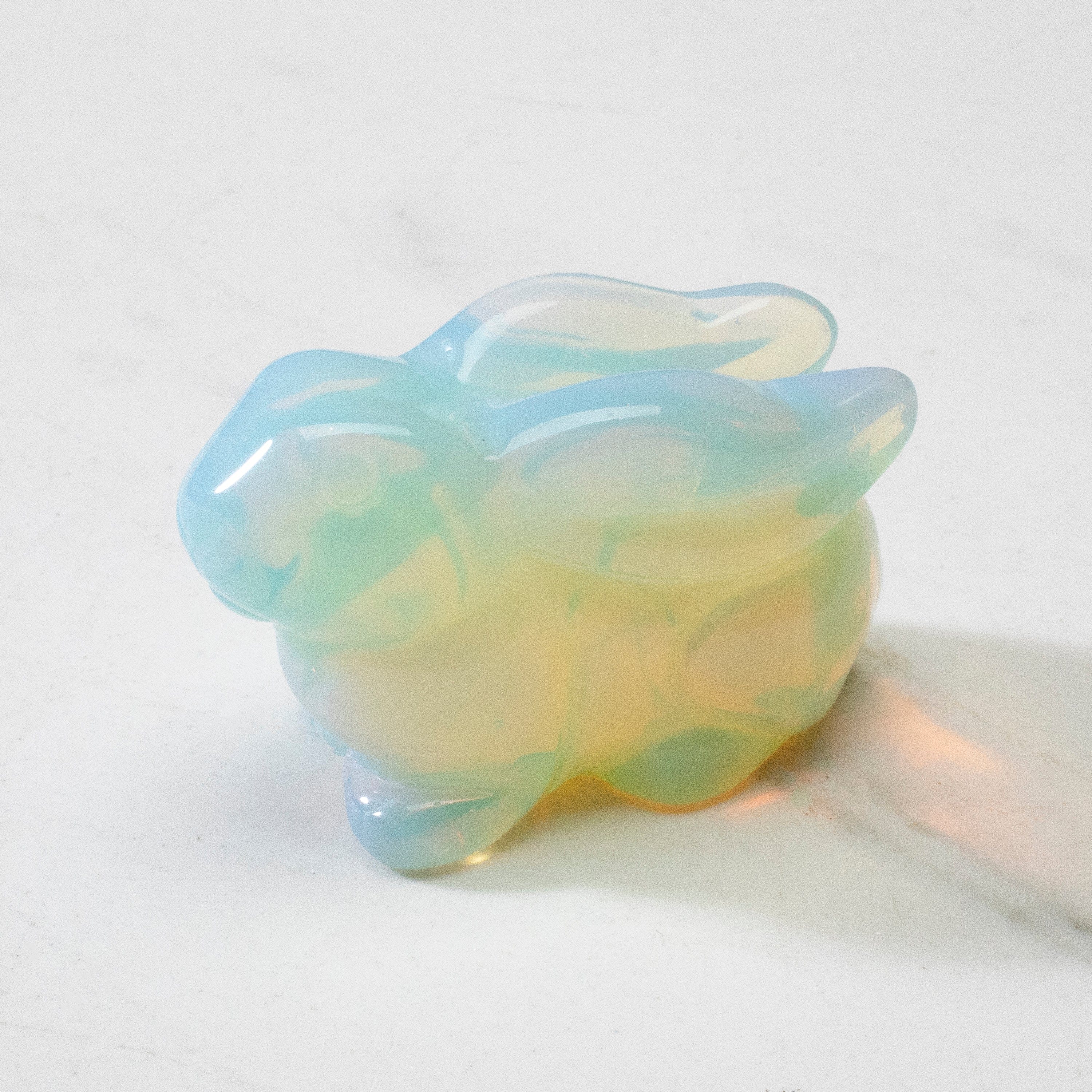 KALIFANO Gemstone Carvings 2" Opalite Moonstone Rabbit Natural Gemstone Carving CV14-R-MS