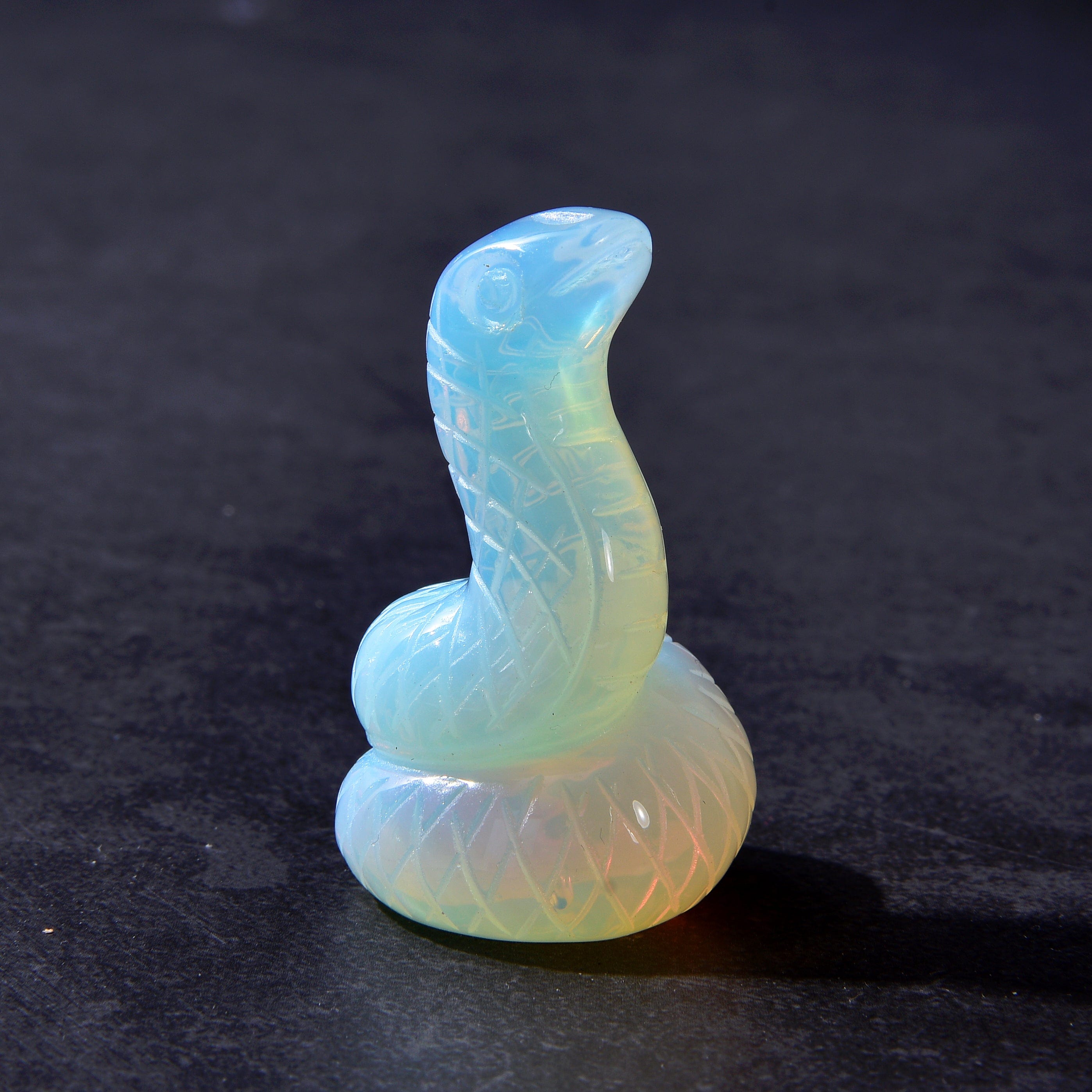 KALIFANO Gemstone Carvings 2" Opalite Moonstone Snake Natural Gemstone Carving CV14-S-MS