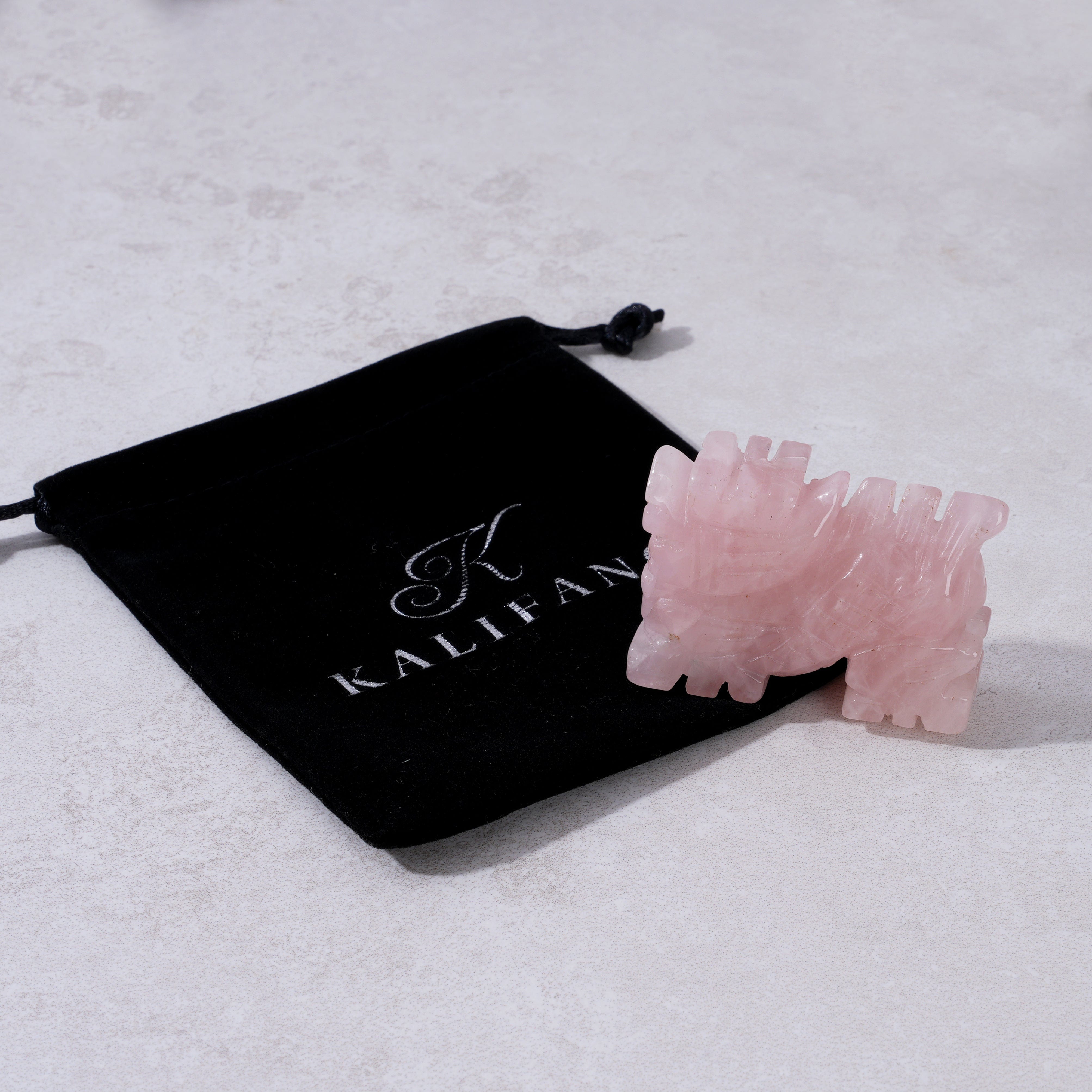 Kalifano Gemstone Carvings 2" Rose Quartz Dragon Natural Gemstone Carving CV14-D-RQ
