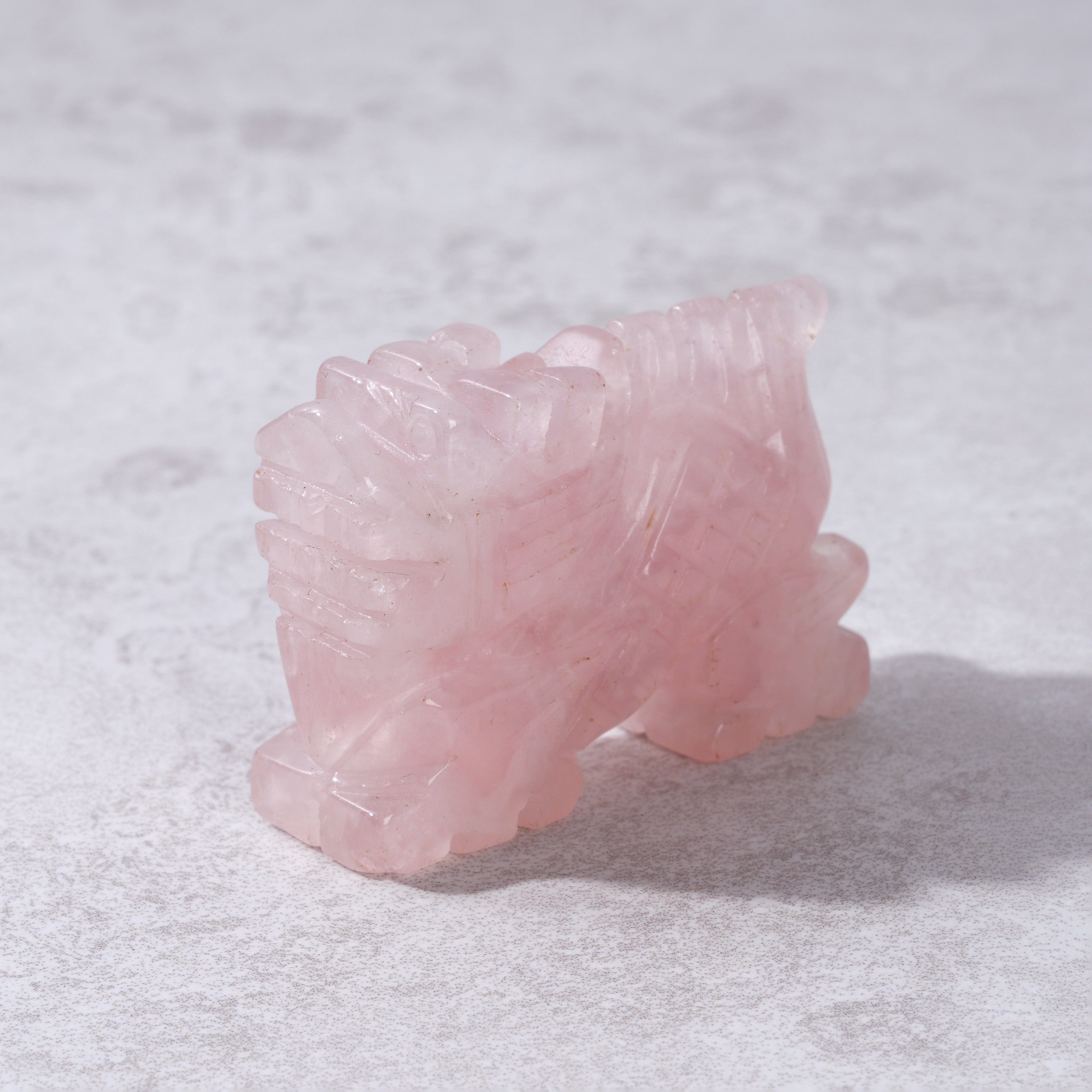 Kalifano Gemstone Carvings 2" Rose Quartz Dragon Natural Gemstone Carving CV14-D-RQ