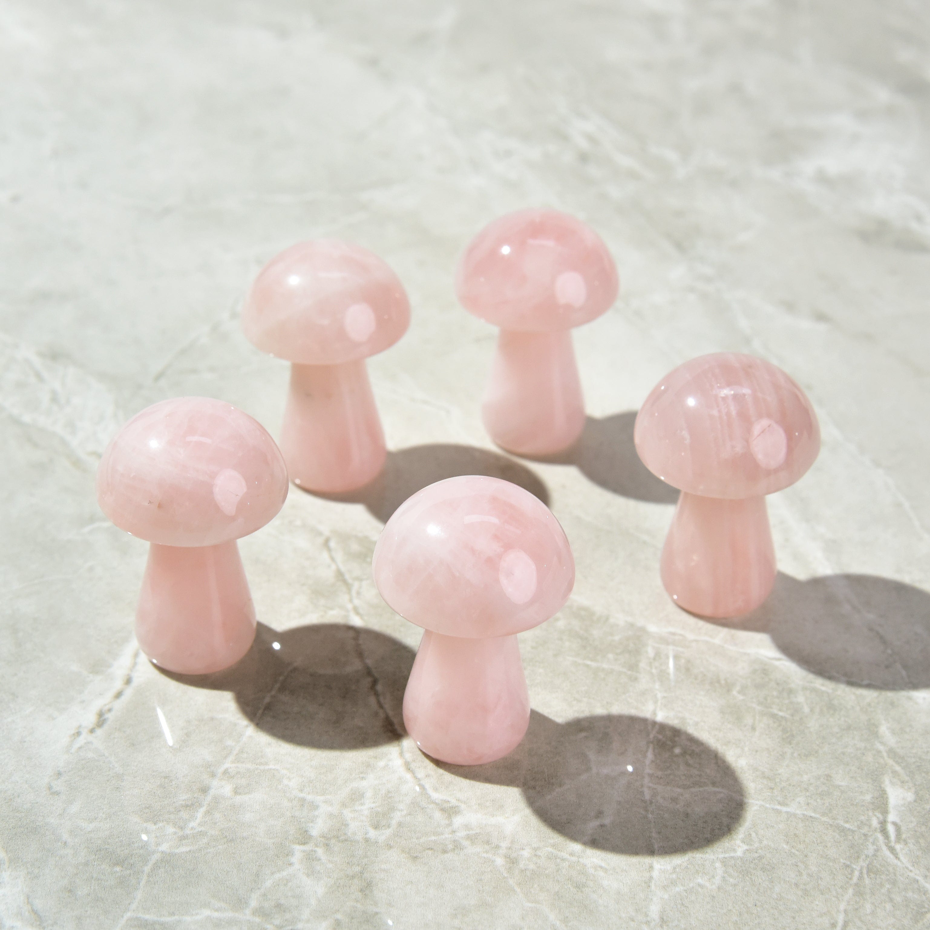 KALIFANO Gemstone Carvings 2" Rose Quartz Mushroom Natural Gemstone Carving CV12-M-RQ